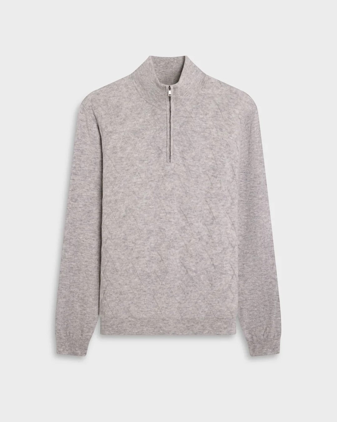 Bugatchi Braided Chevron Quarter-Zip Sweater - Oatmeal-M-OATMEAL-BUGATCHI-Levy's Clothier