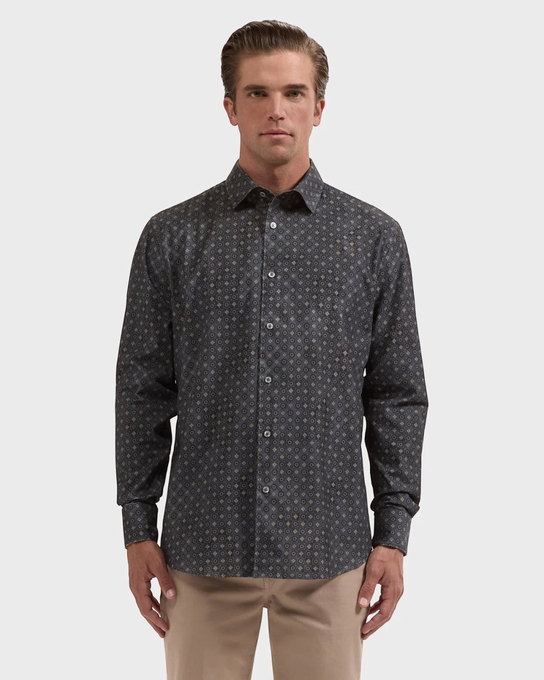 Alvin Micro Corduroy Medallion Shirt in Peacock-M-PEACOCK-BUGATCHI-Levy's Clothier