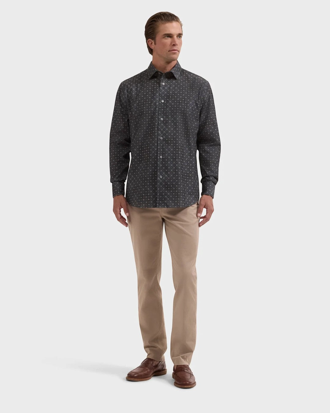 Alvin Micro Corduroy Medallion Shirt in Peacock-M-PEACOCK-BUGATCHI-Levy's Clothier