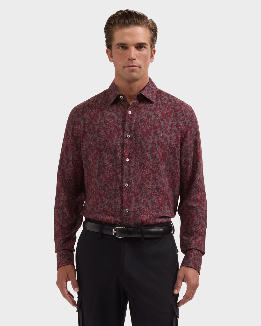 Julian Floral Shirt in Burgundy