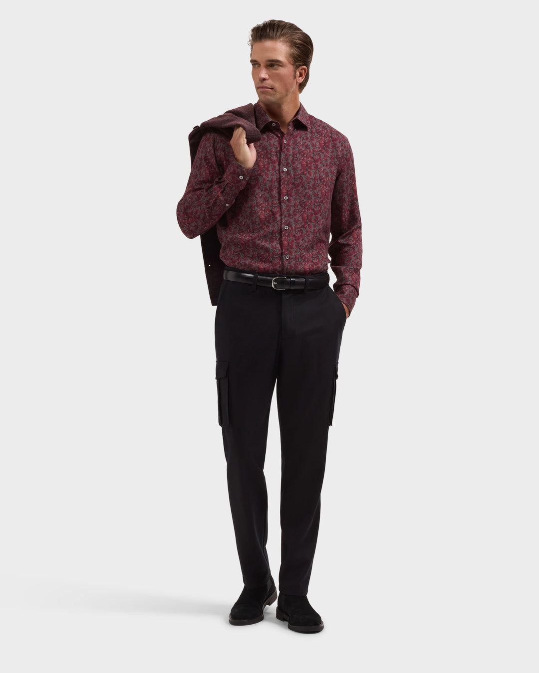 Julian Floral Shirt in Burgundy