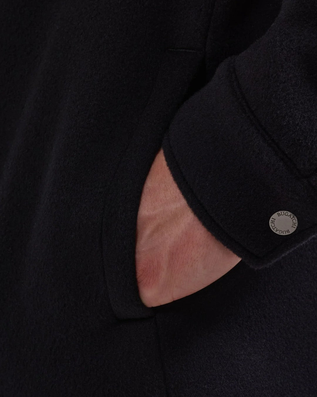Overshirt Jacket with Leather Trim in Black-M-BLACK-BUGATCHI-Levy's Clothier