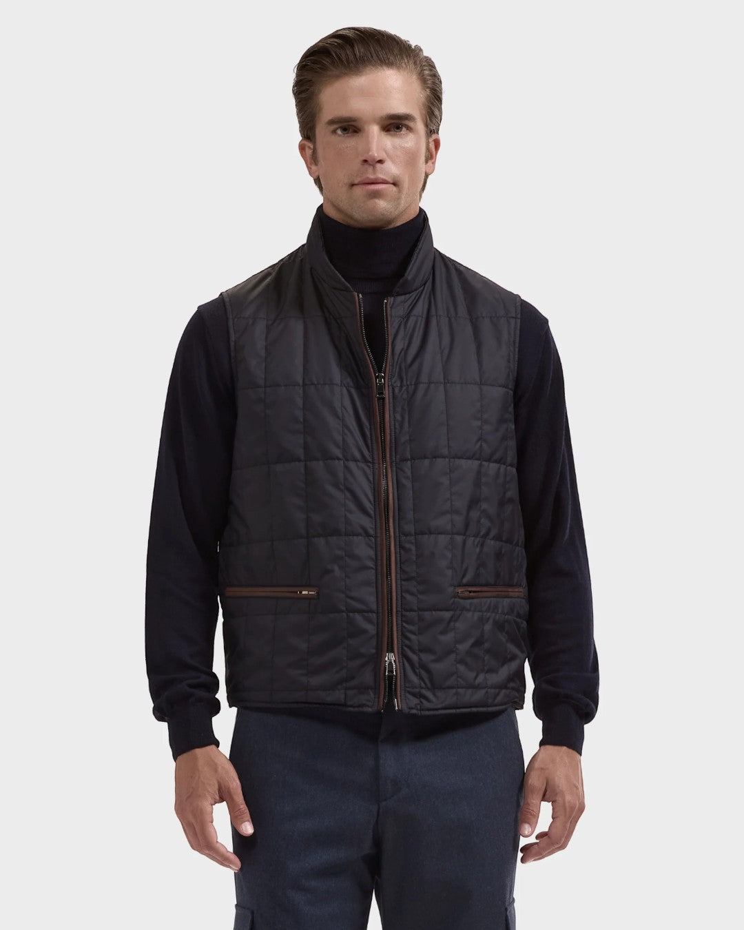 Quilted Nylon Vest in Navy-M-NAVY-BUGATCHI-Levy's Clothier