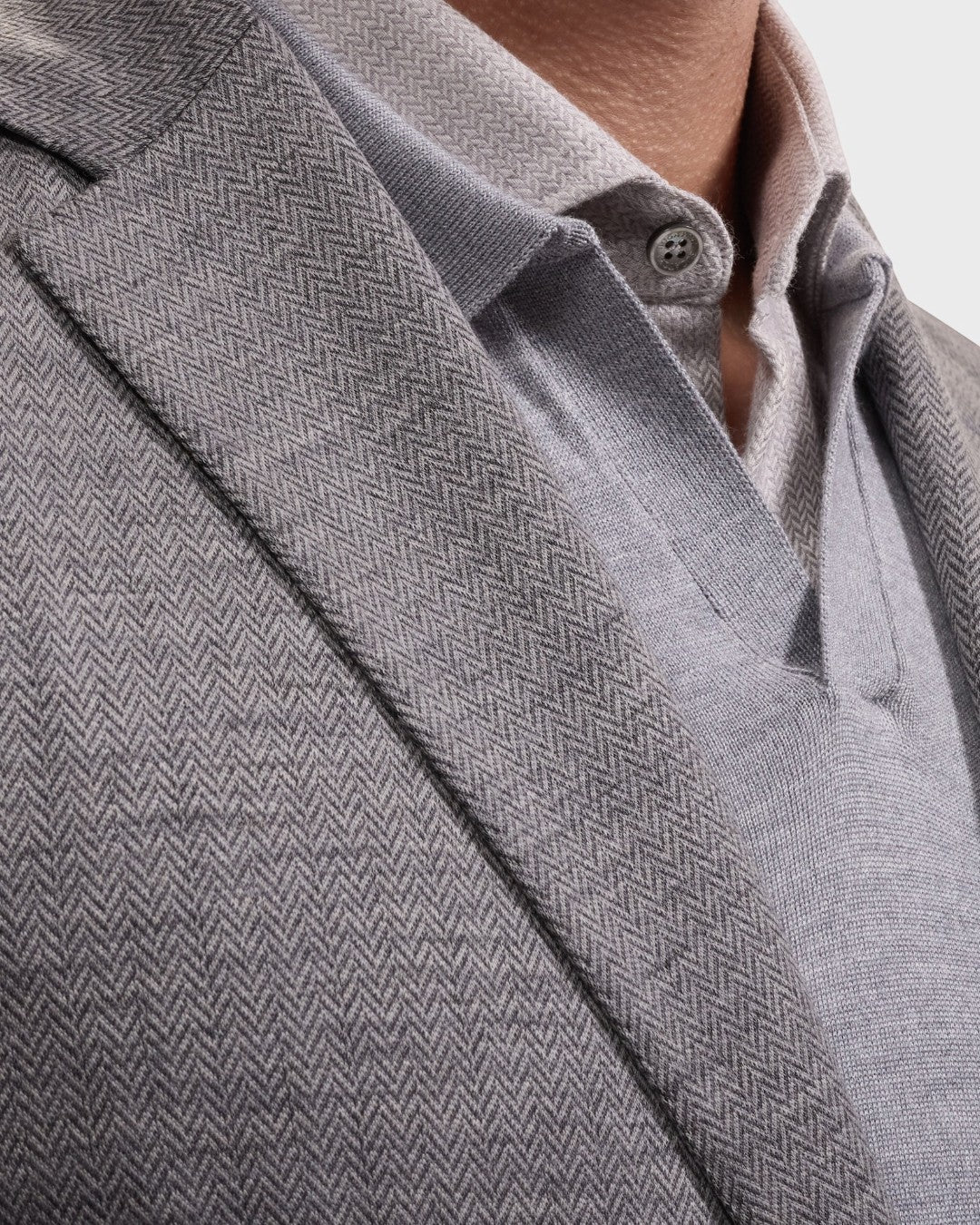 Herringbone Blazer in Grey Stone-38-Grey Stone-BUGATCHI-Levy's Clothier