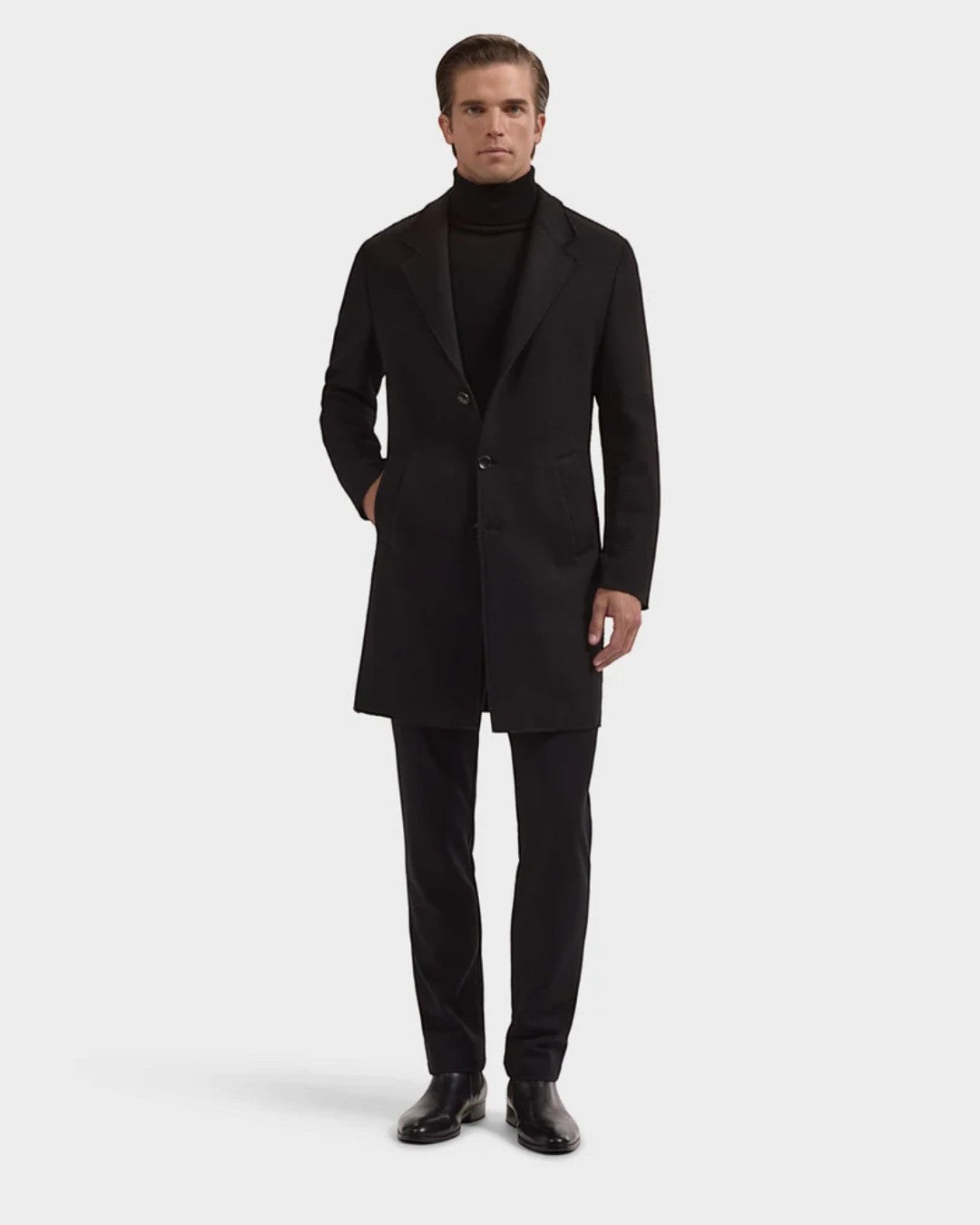 Bugatchi Solid Wool Coat - Black-M-BLACK-BUGATCHI-Levy's Clothier