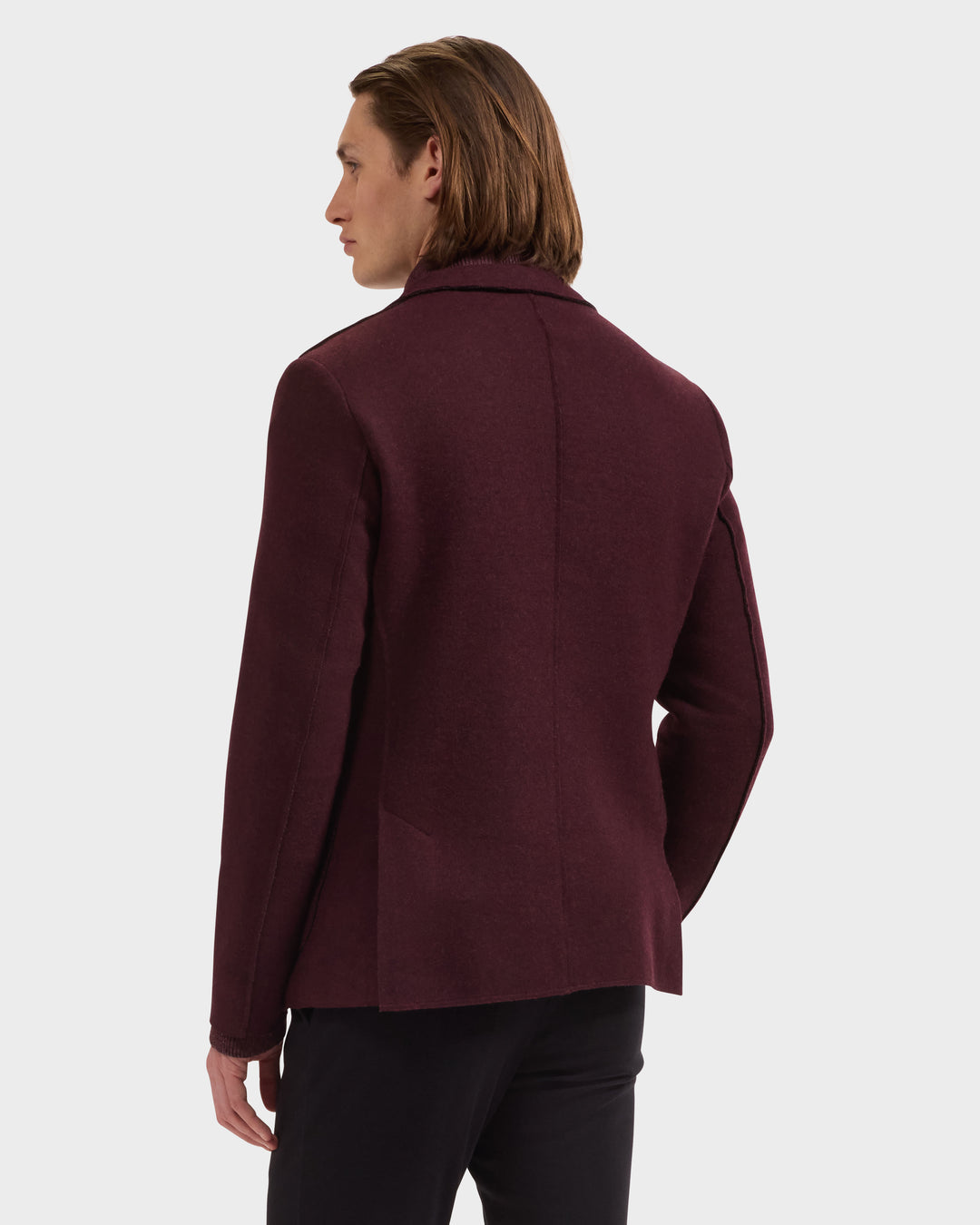 Solid Wool Blazer in Burgundy