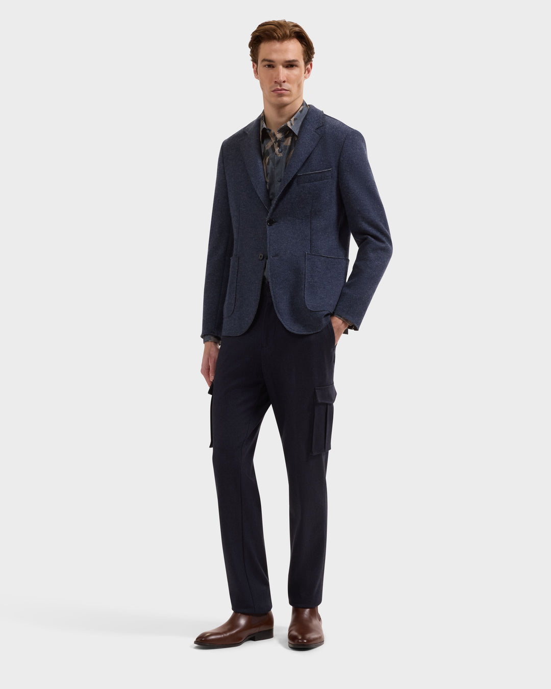Solid Wool Blazer in Night Blue