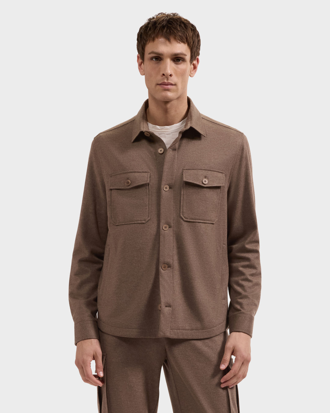 Solid Shirt Jacket in Tobacco