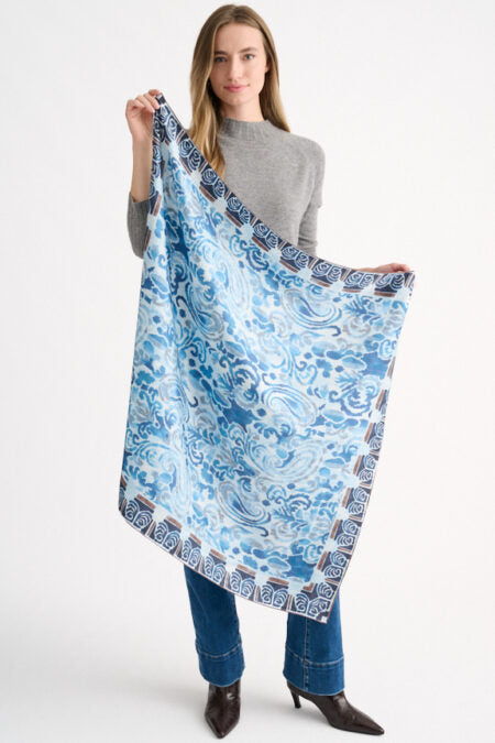 Kinross Cashmere Paisley Print Square Scarf
