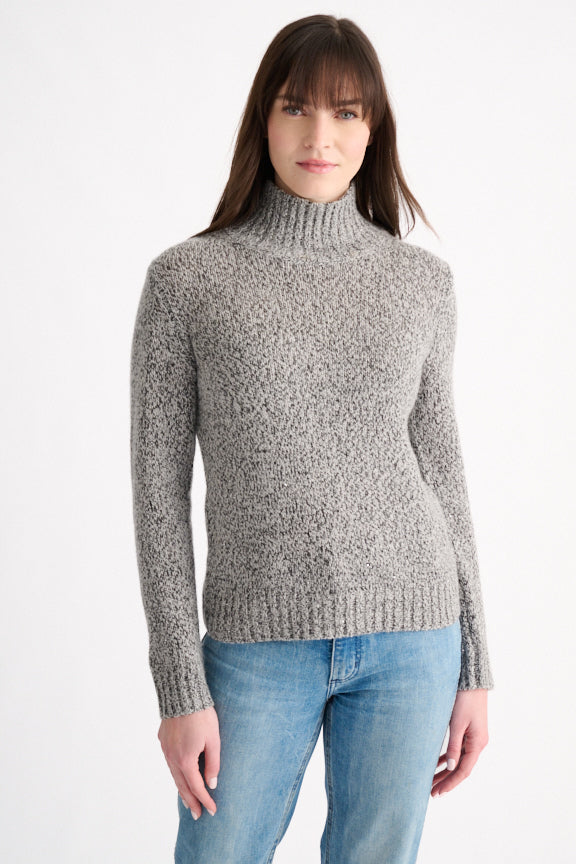 SEQUIN MARL MOCK SWEATER