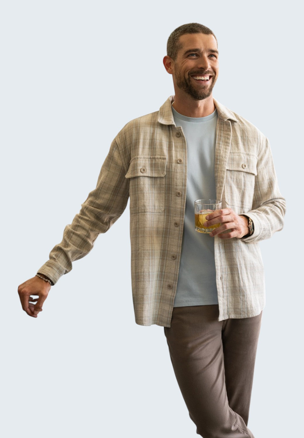 Men's Flap Pocket Overshirt - Oat Light Blue