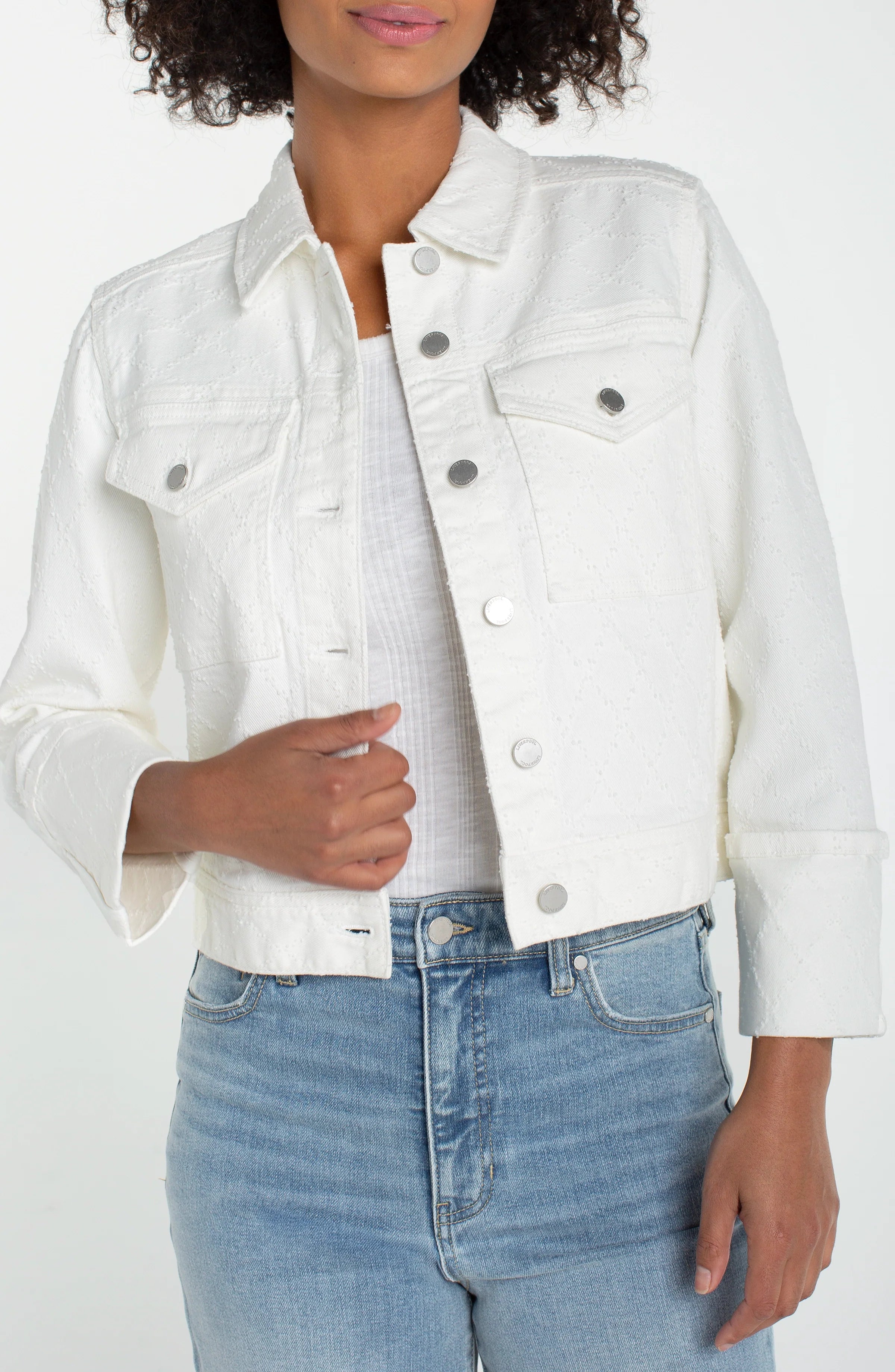 Bracelet Length High Cuff Cropped Jacket-XS-WHITE DIAMOND-LIVERPOOL-Levy's Clothier
