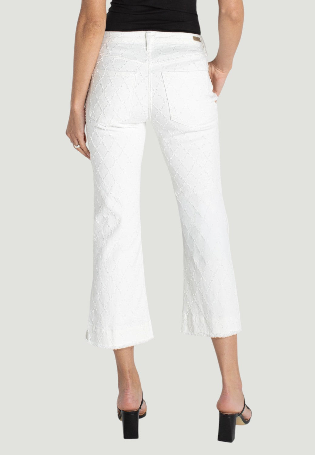 Hannah Crop Flare Pants with Wide Hem and Slit - White Diamond-0-WHITE DIAMOND-LIVERPOOL-Levy's Clothier