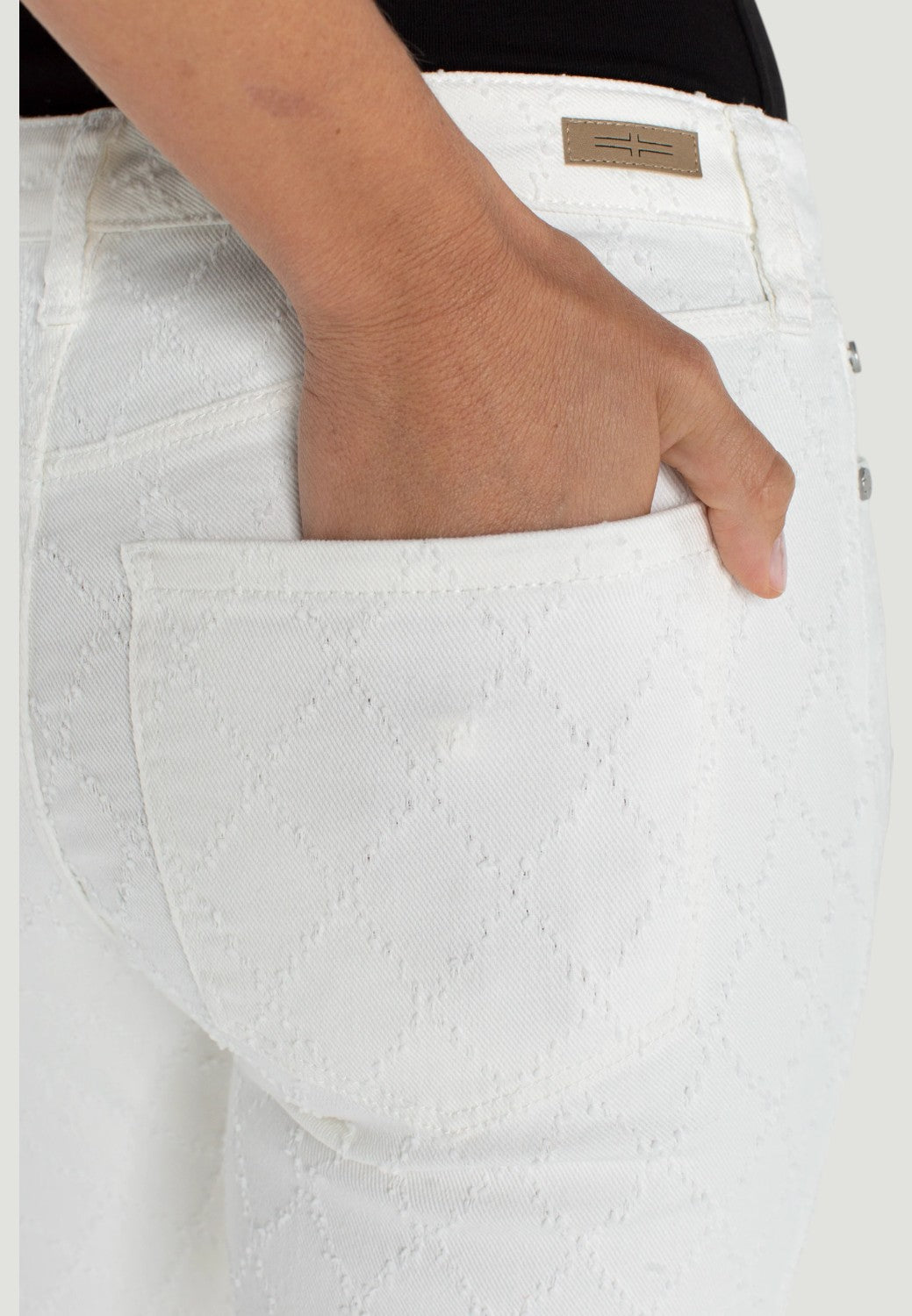 Hannah Crop Flare Pants with Wide Hem and Slit - White Diamond-0-WHITE DIAMOND-LIVERPOOL-Levy's Clothier