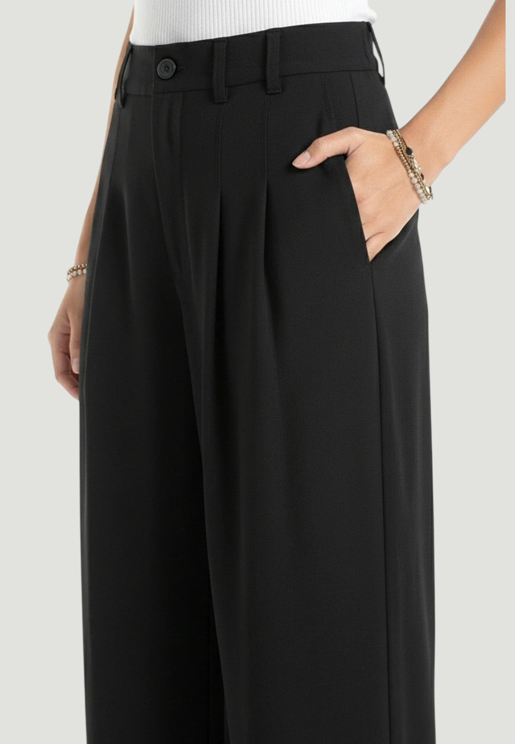High Rise Pleated Wide Leg Trouser-0-BLACK-LIVERPOOL-Levy's Clothier