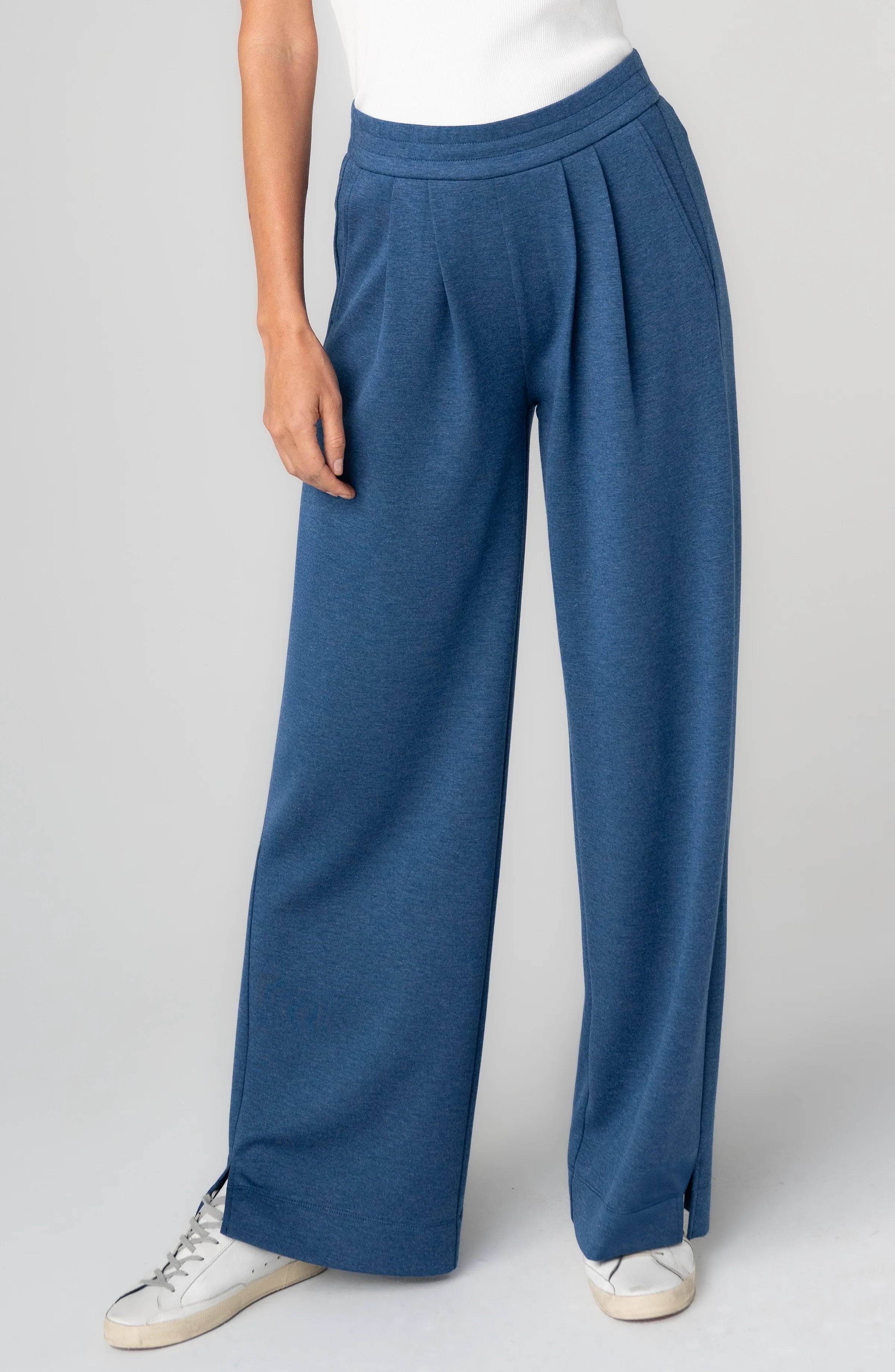 Liverpool Pull-On Pleated Wide Leg Pant - Heathered Navy-XS-NVY-LIVERPOOL-Levy's Clothier