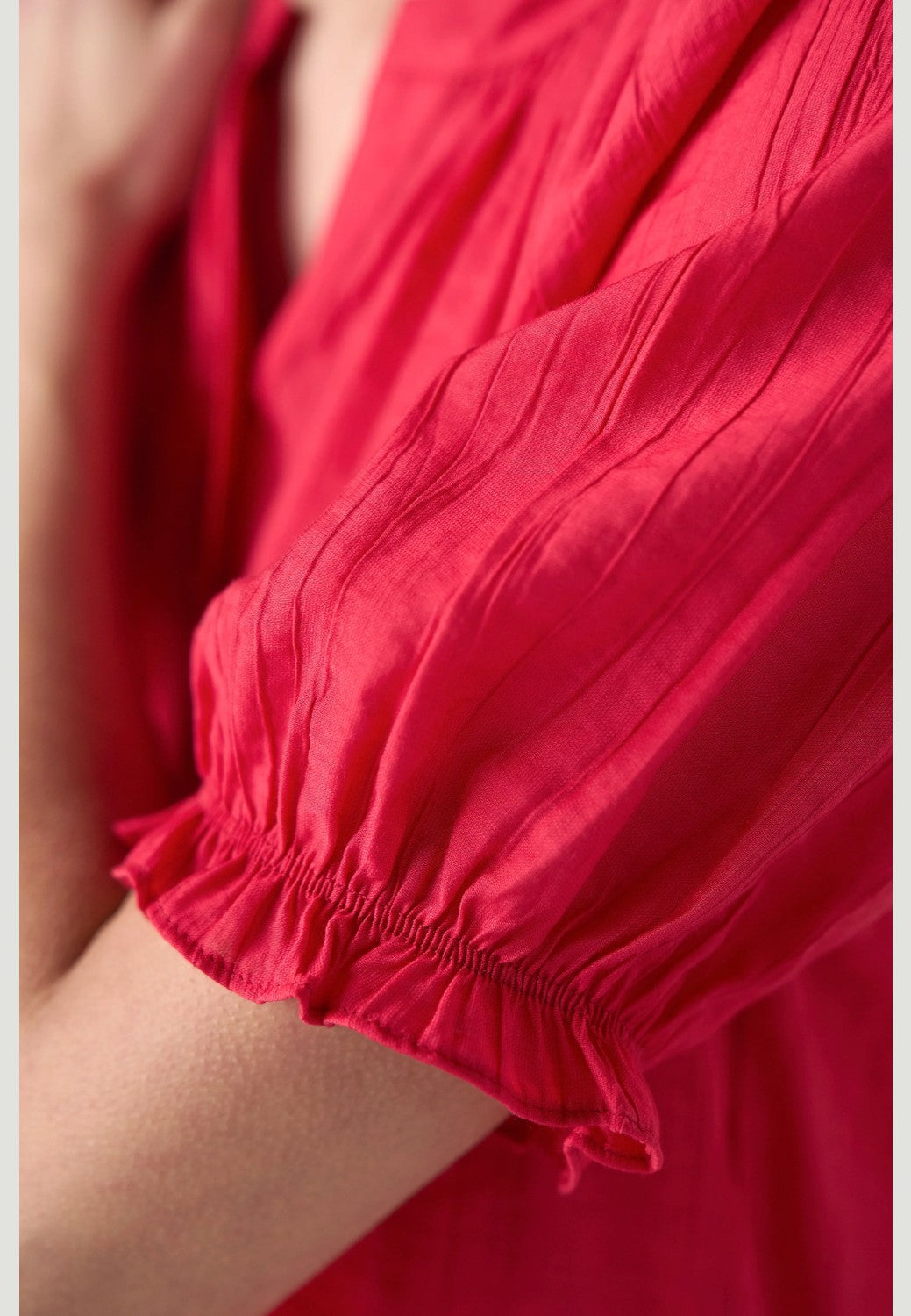 Short Sleeve Half Placket Blouse-XS-CHERRY ROSE-LIVERPOOL-Levy's Clothier