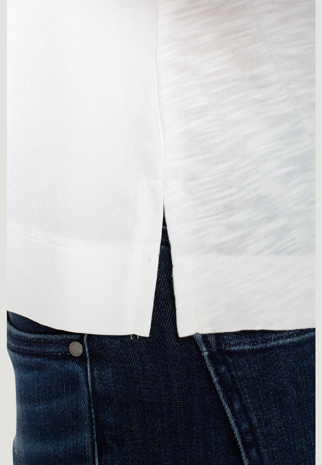 Sleeveless V-neck Woven-to-knit Top-XS-WHIPPED CREAM-LIVERPOOL-Levy's Clothier