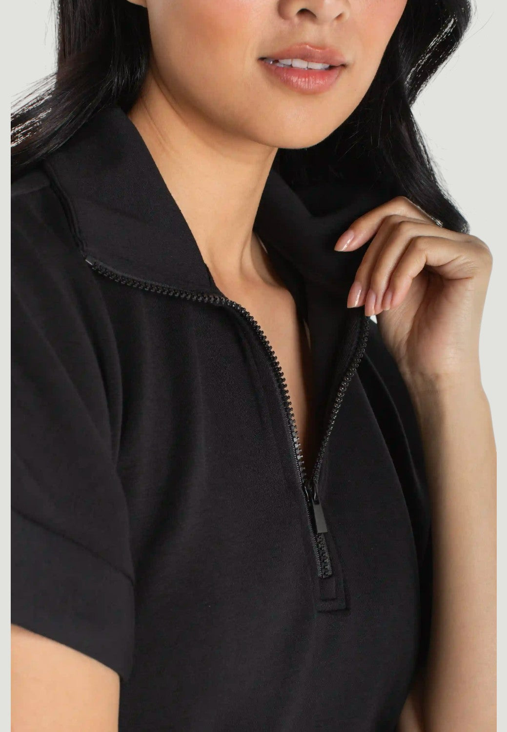 Half Zip Popover Top-XS-SUNSET CORAL-LIVERPOOL-Levy's Clothier