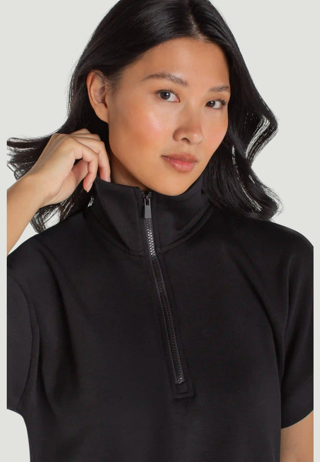 Half Zip Popover Top-XS-SUNSET CORAL-LIVERPOOL-Levy's Clothier