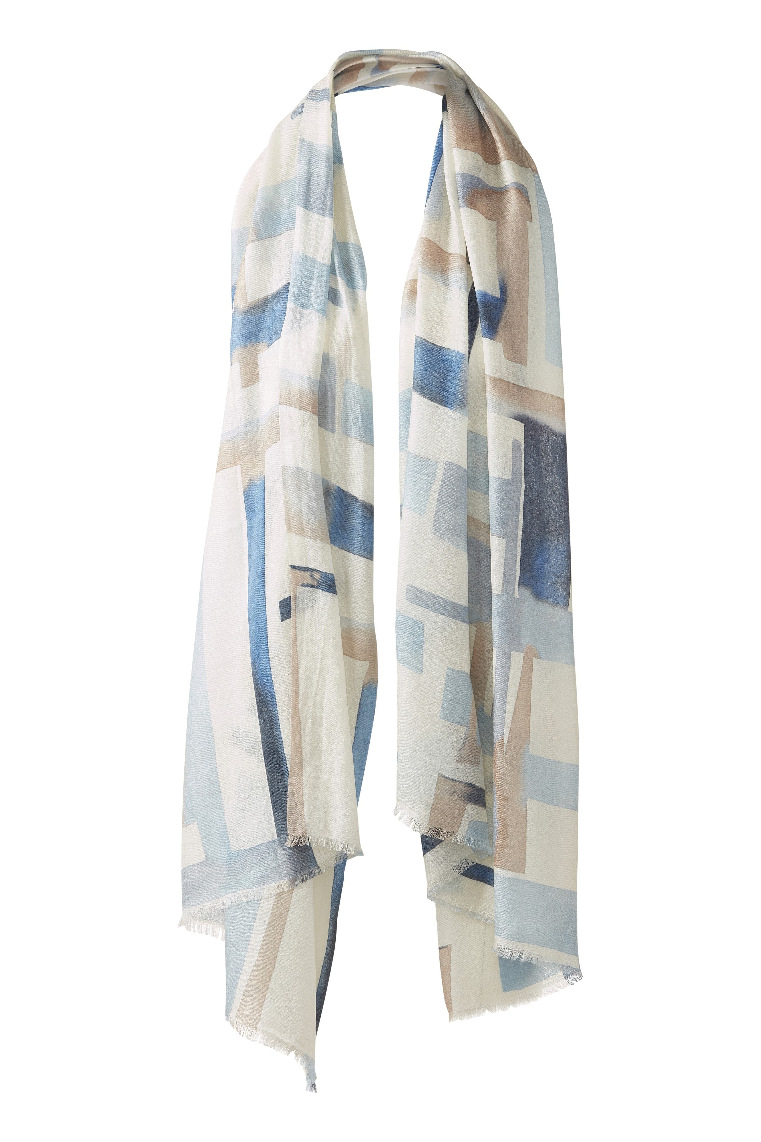 GEO PRINT SCARF-SKYWAY MULTI-OS-Kinross Cashmere-Levy's Clothier