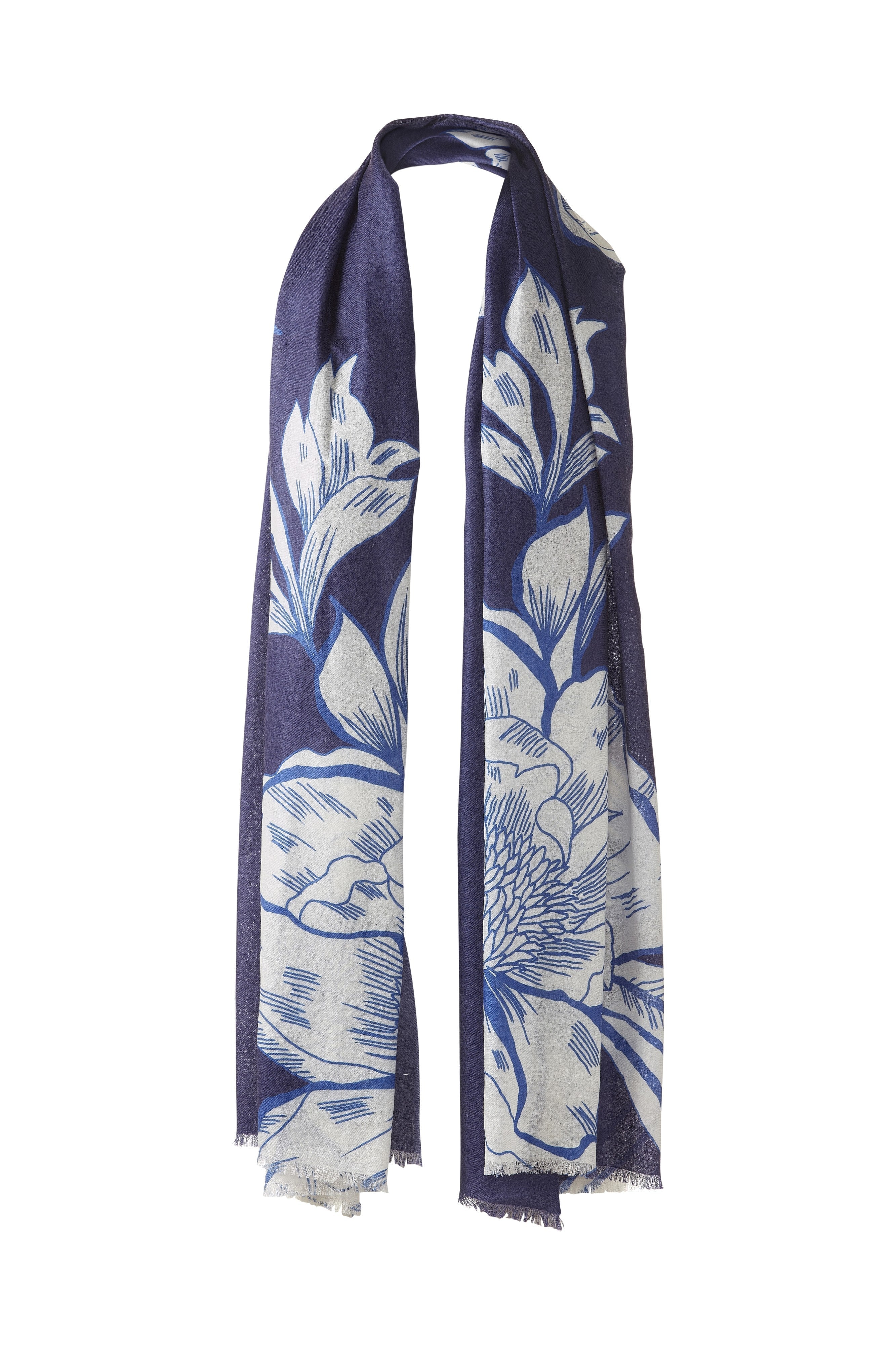 OVERSIZED BLOOMS PRINT SCARF-DAHLIA_MULTI-OS-Kinross Cashmere-Levy's Clothier