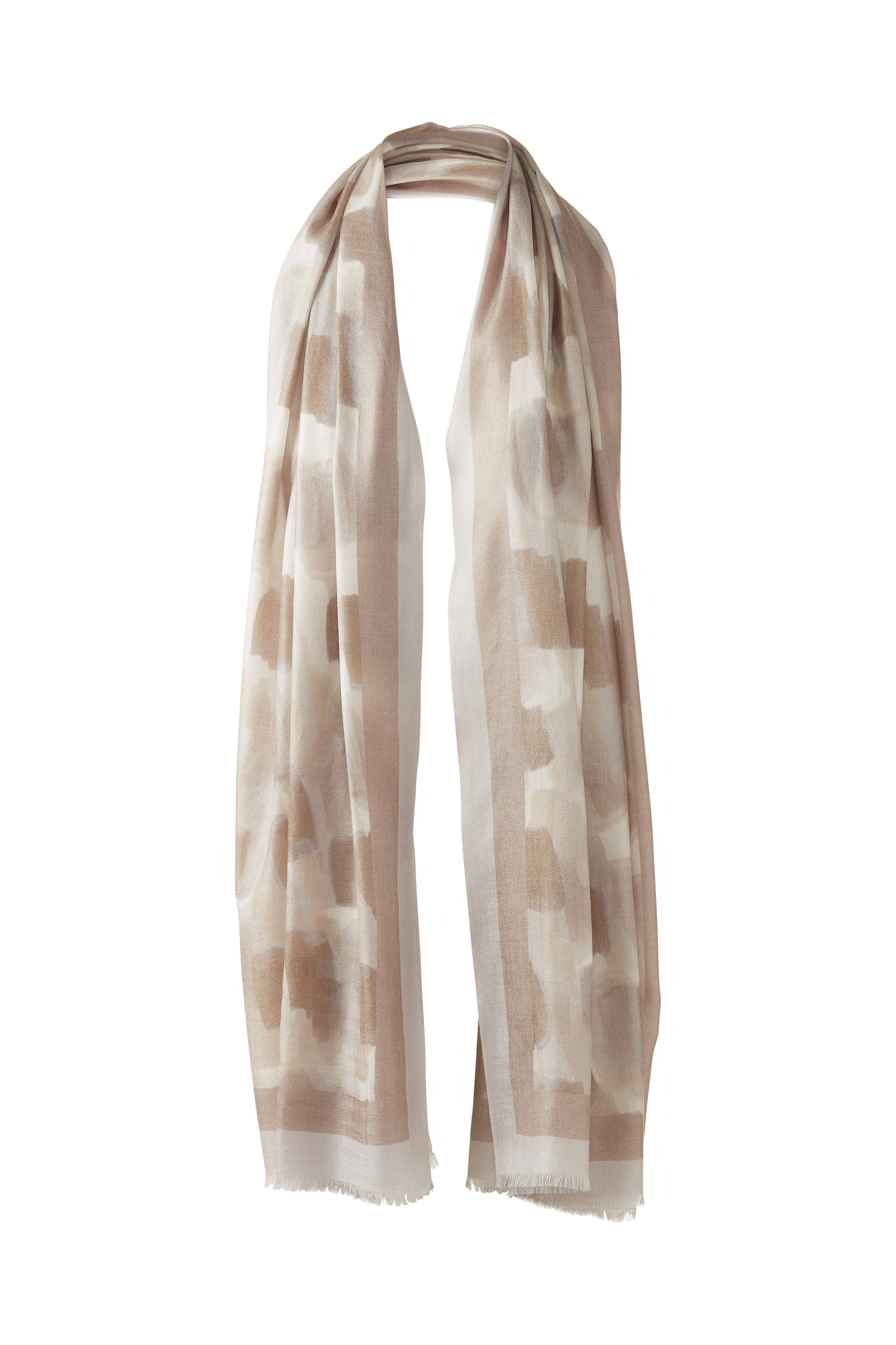 BRUSHSTROKE PRINT SCARF-STRAW_MULTI-OS-Kinross Cashmere-Levy's Clothier