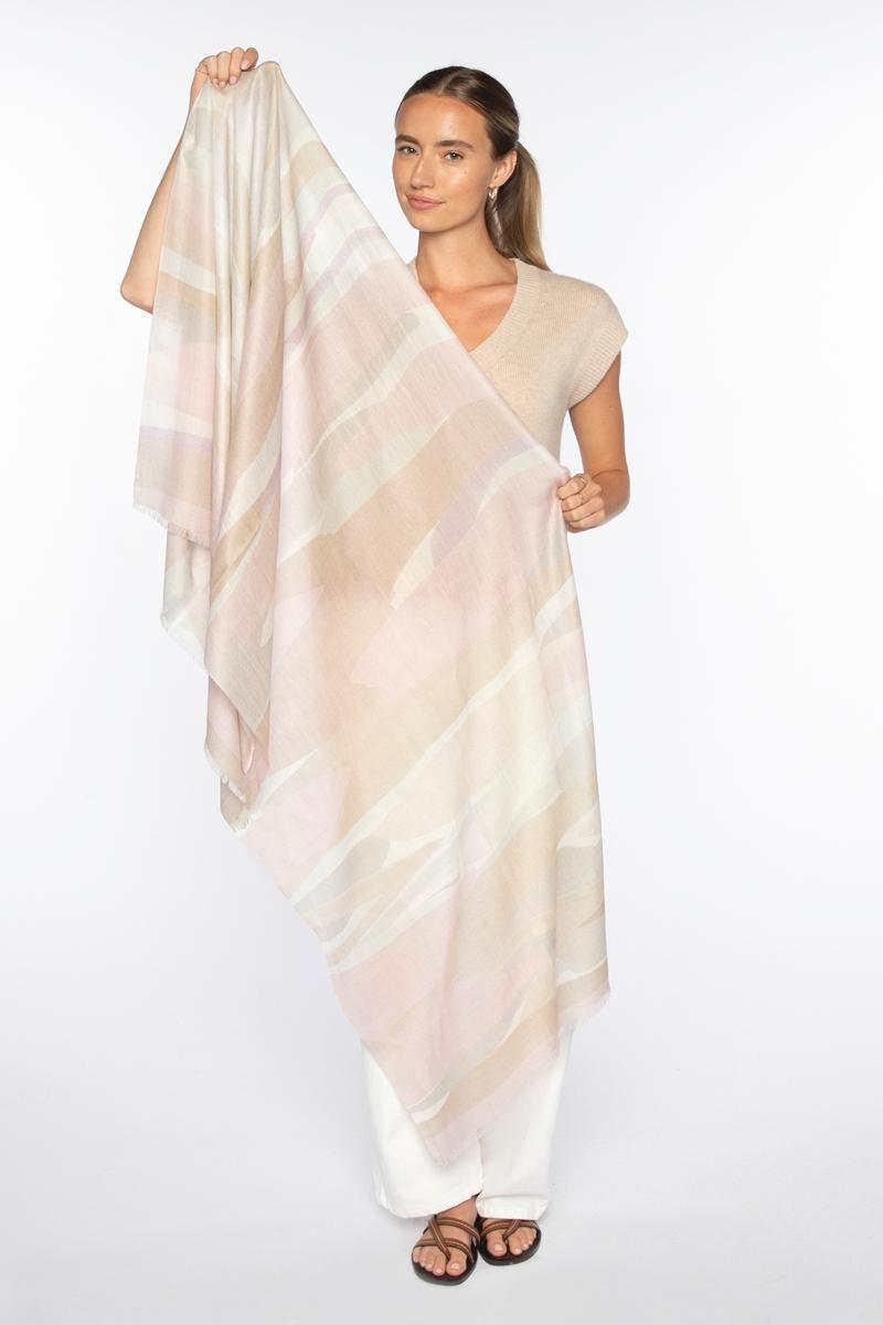 ABSTRACT LANDSCAPE PRINT SCARF-LILAC_MULTI-OS-Kinross Cashmere-Levy's Clothier