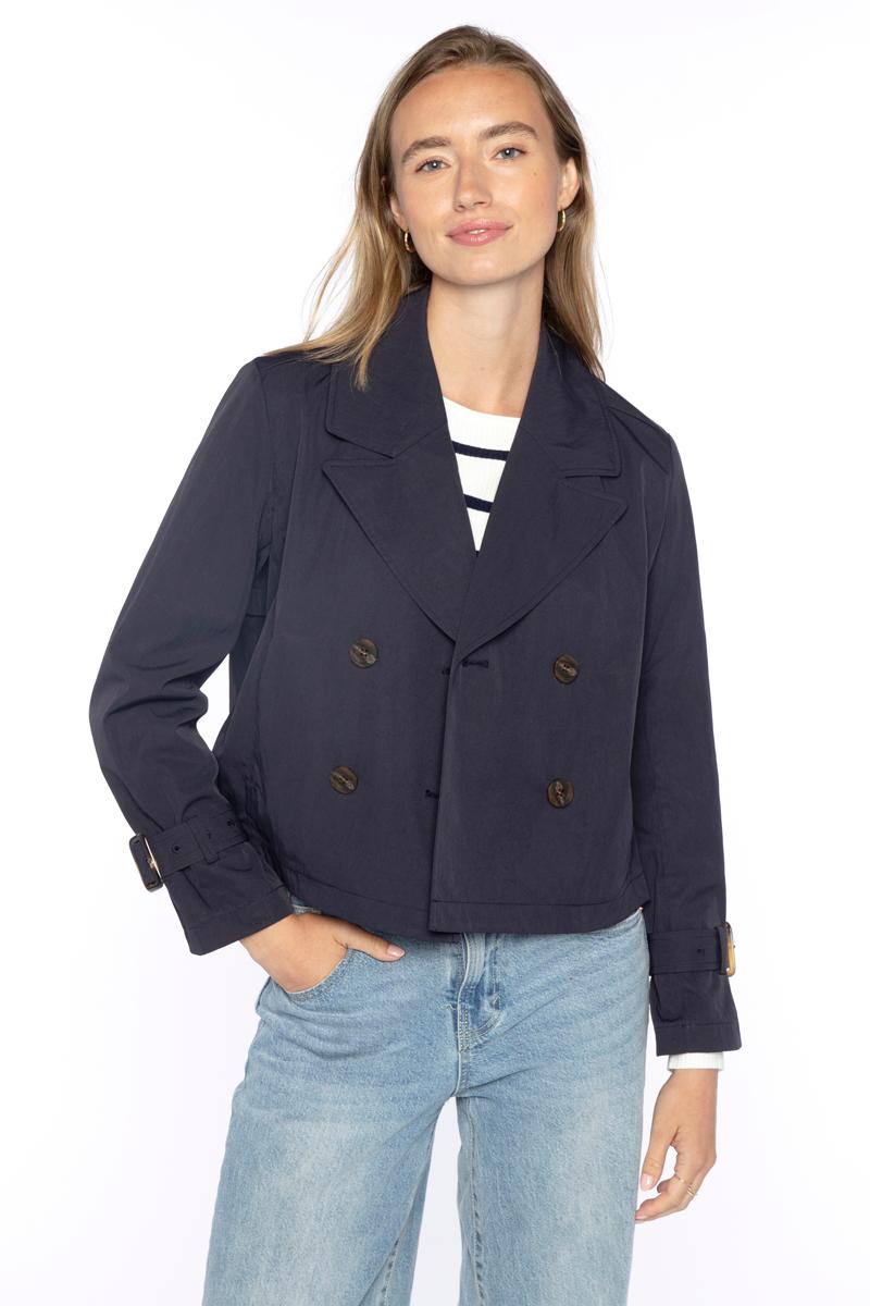 LIGHTWEIGHT CROP TRENCH-CLOUD-XS-Kinross Cashmere-Levy's Clothier