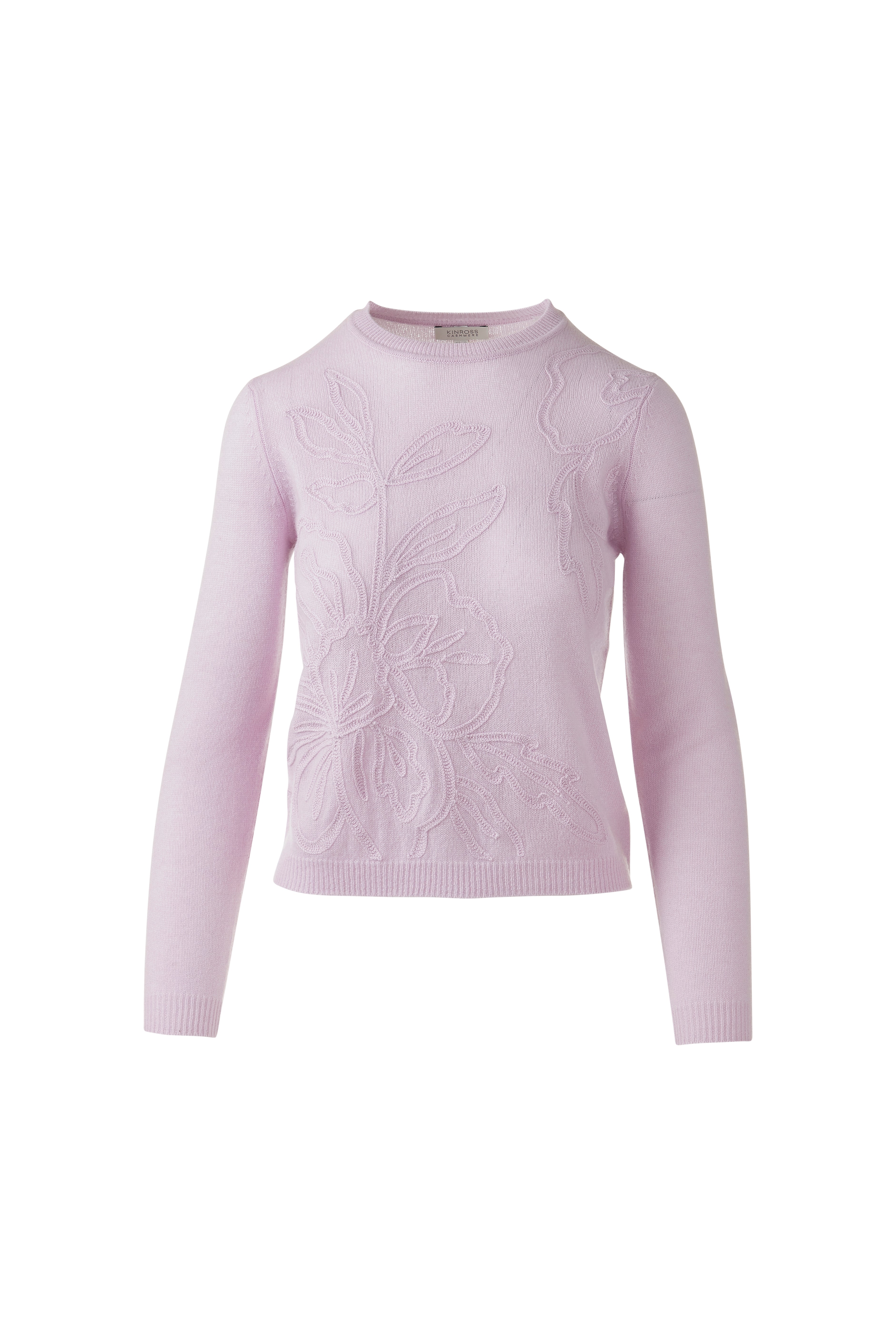 FLORAL EMBROIDERED CREW-LILAC-XS-Kinross Cashmere-Levy's Clothier