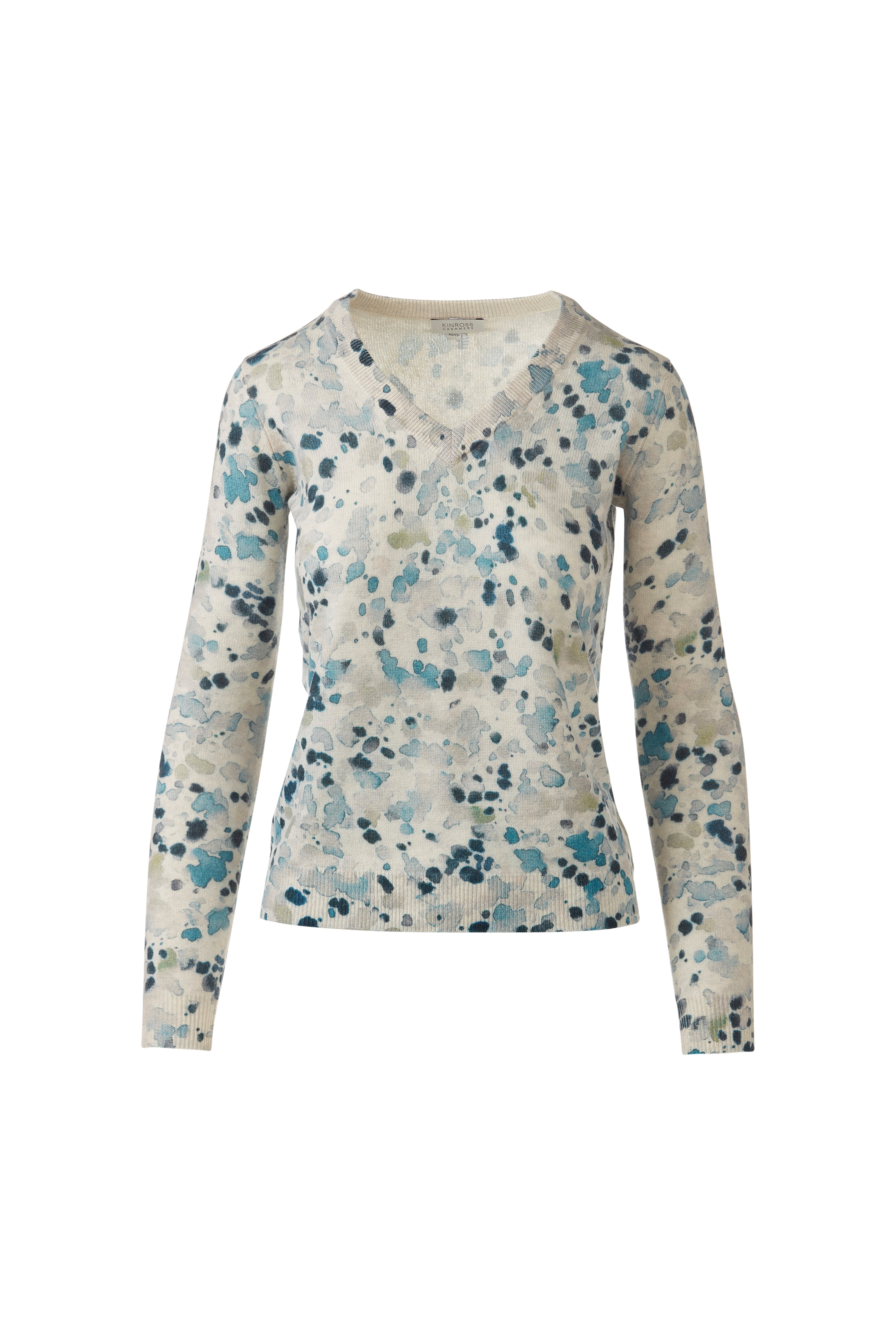 DROPLET PRINT VEE-SKYWAY MULTI-XS-Kinross Cashmere-Levy's Clothier
