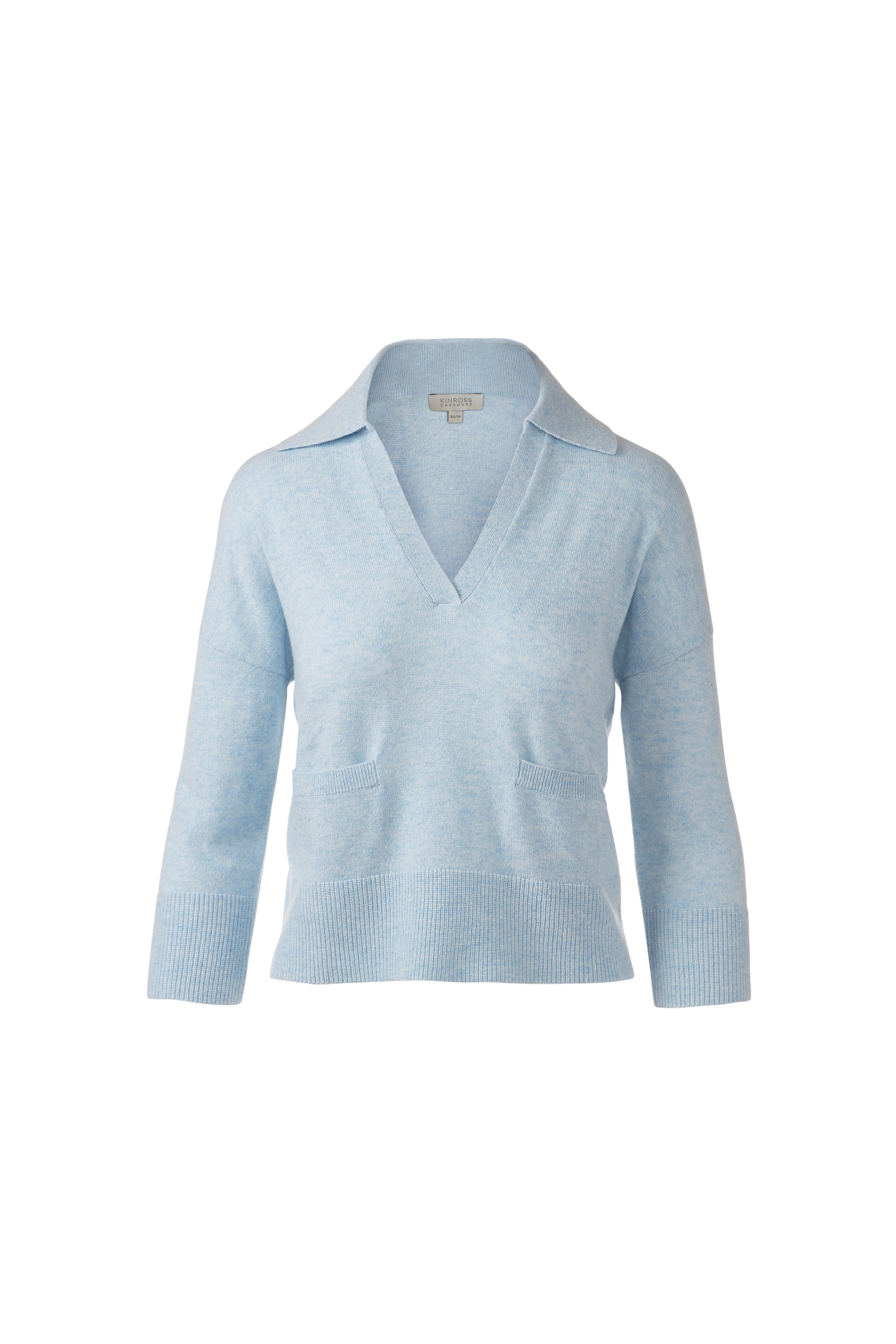 3/4 SLEEVE SPLIT NECK POLO-SKYWAY-XS-Kinross Cashmere-Levy's Clothier