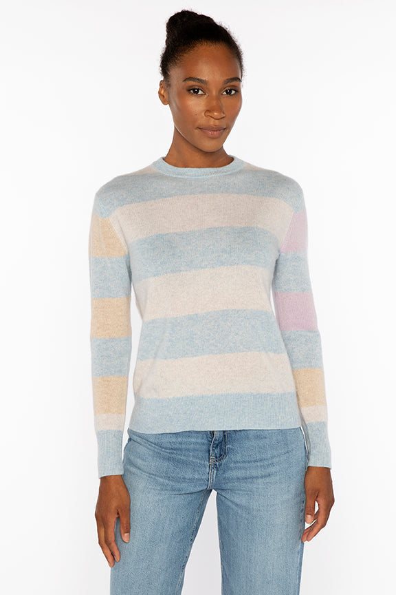 COLORBLOCK STRIPE CREW-SKYWAY_MULTI-XS-Kinross Cashmere-Levy's Clothier