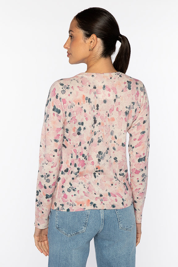 DROPLET PRINT VEE-DAHLIA MULTI-XS-Kinross Cashmere-Levy's Clothier