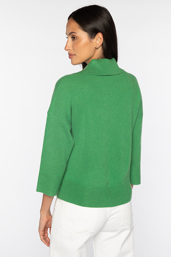 3/4 SLEEVE SPLIT NECK POLO-ROYAL-XS-Kinross Cashmere-Levy's Clothier
