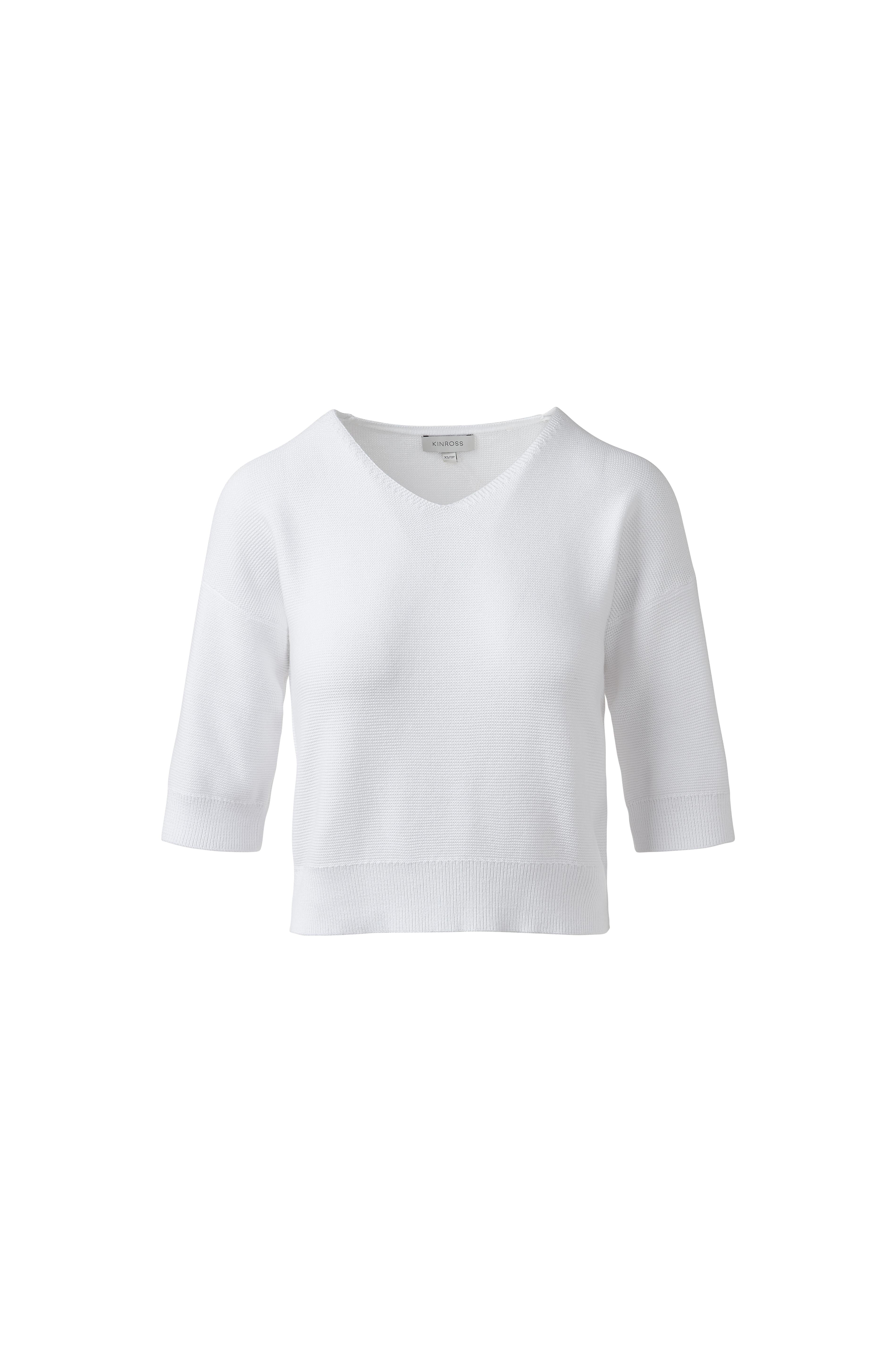 GARTER EASY VEE-WHITE-XS-Kinross Cashmere-Levy's Clothier
