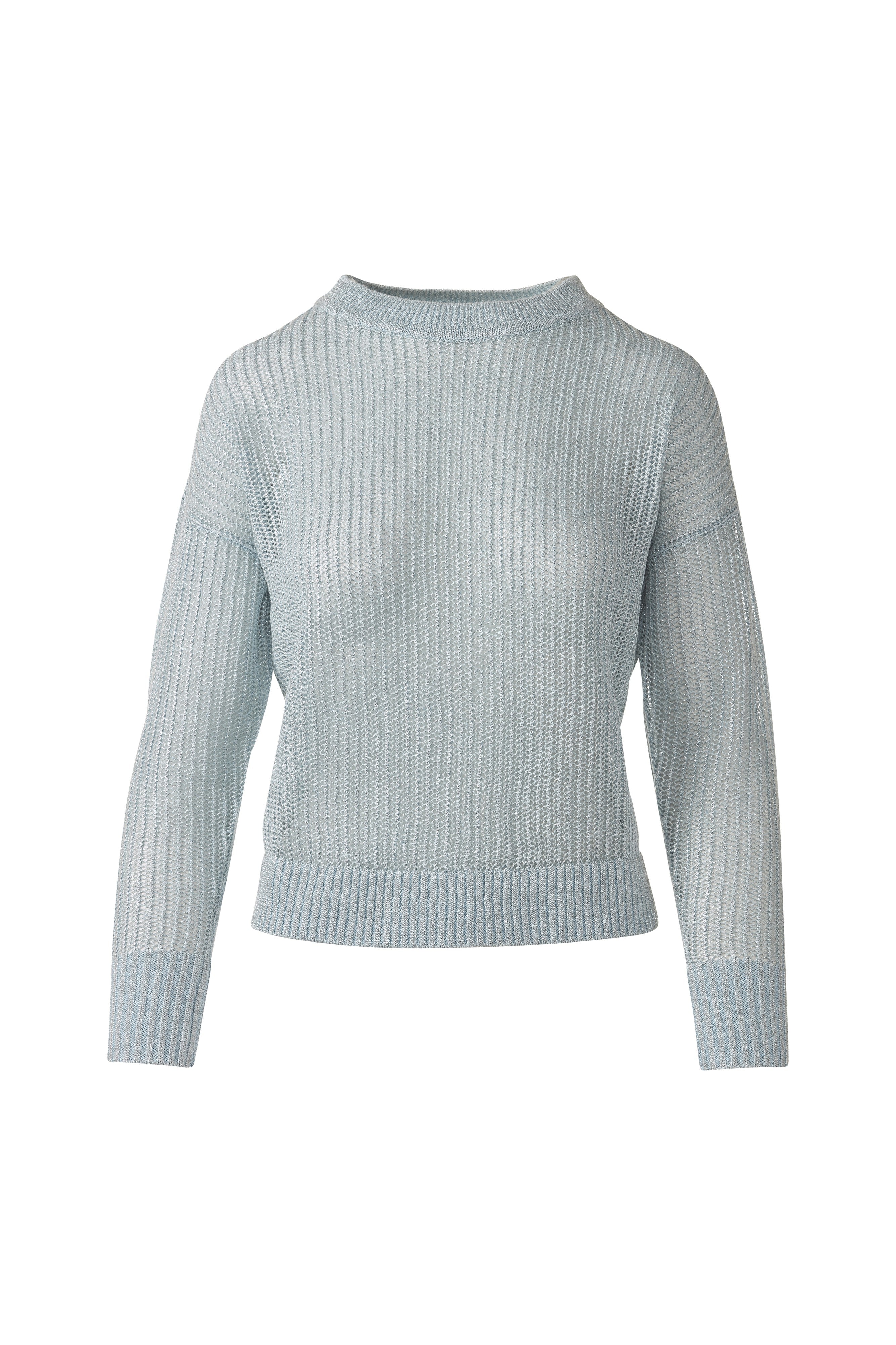 OPEN TEXTURE LUREX CREW-CRYSTAL-XS-Kinross Cashmere-Levy's Clothier