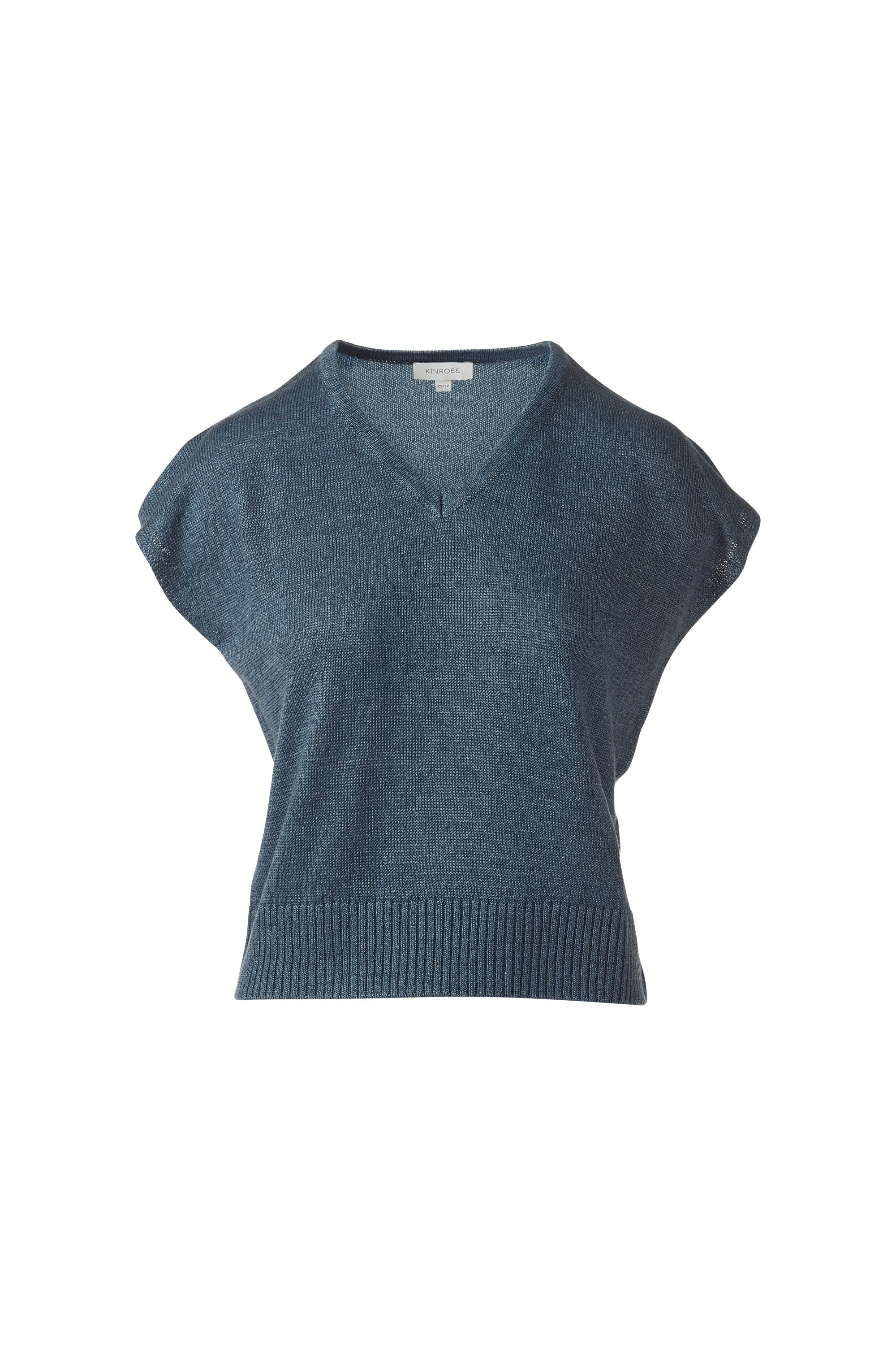 CAP SLEEVE VEE-INK-XS-Kinross Cashmere-Levy's Clothier