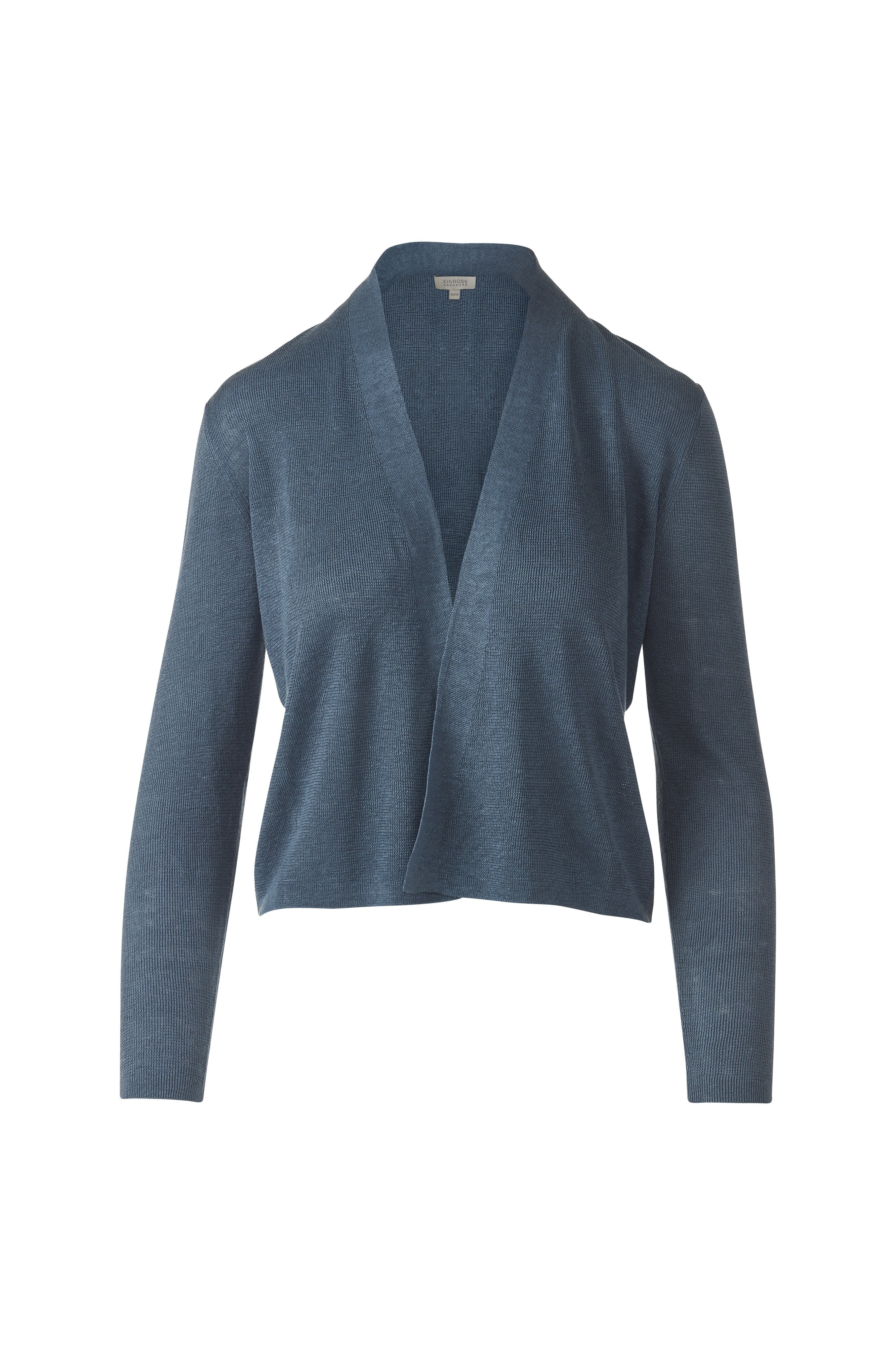 OPEN RIB CARDIGAN-INK-XS-Kinross Cashmere-Levy's Clothier
