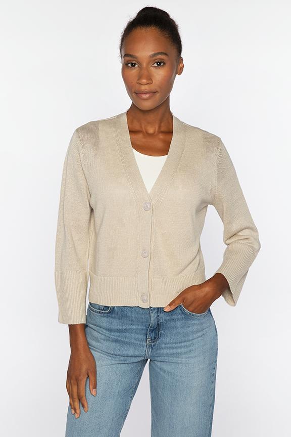 VEE BUTTON CARDIGAN-PEBBLE-XS-Kinross Cashmere-Levy's Clothier