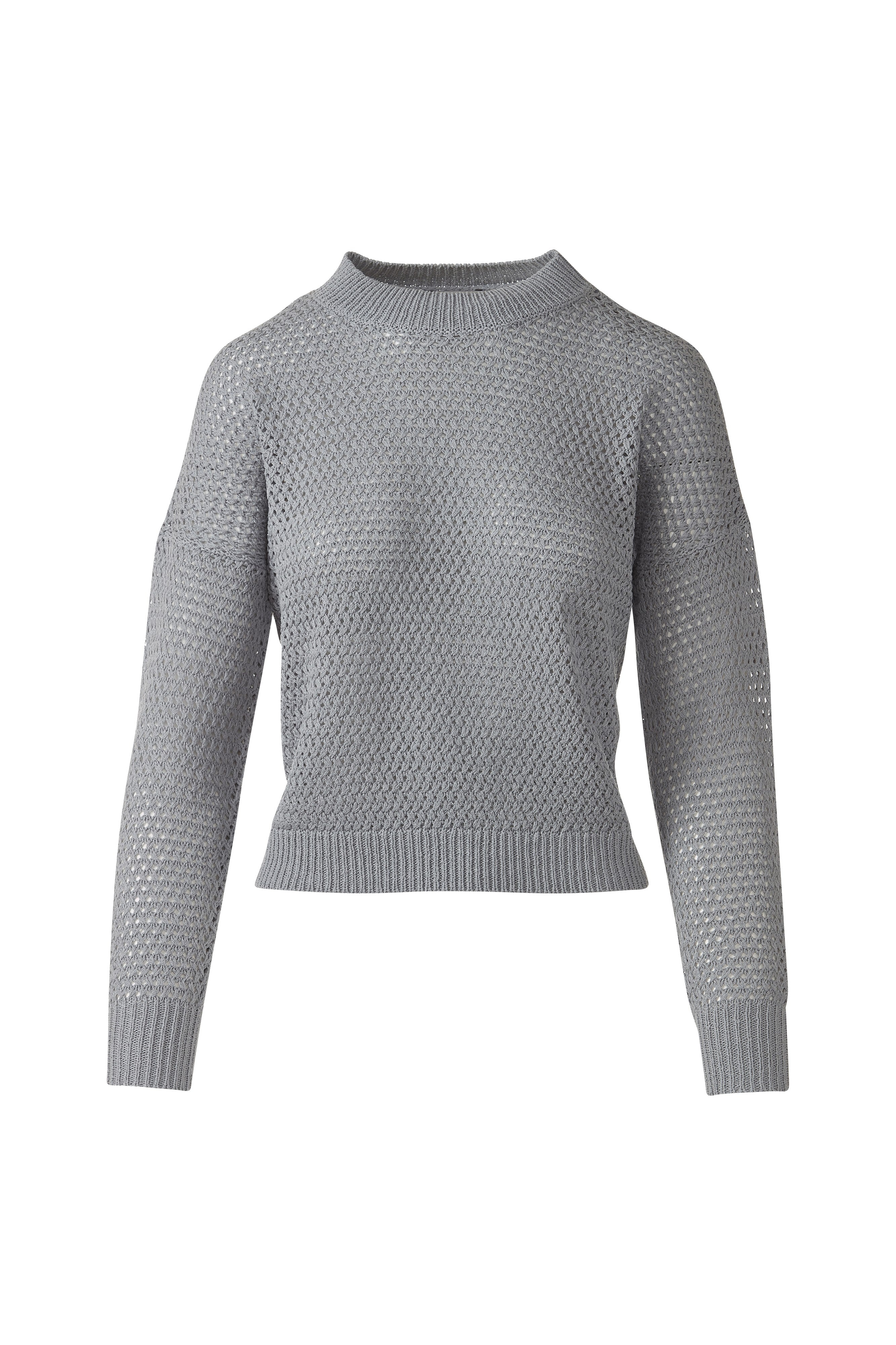 BASKETWEAVE CREW-FOG-XS-Kinross Cashmere-Levy's Clothier