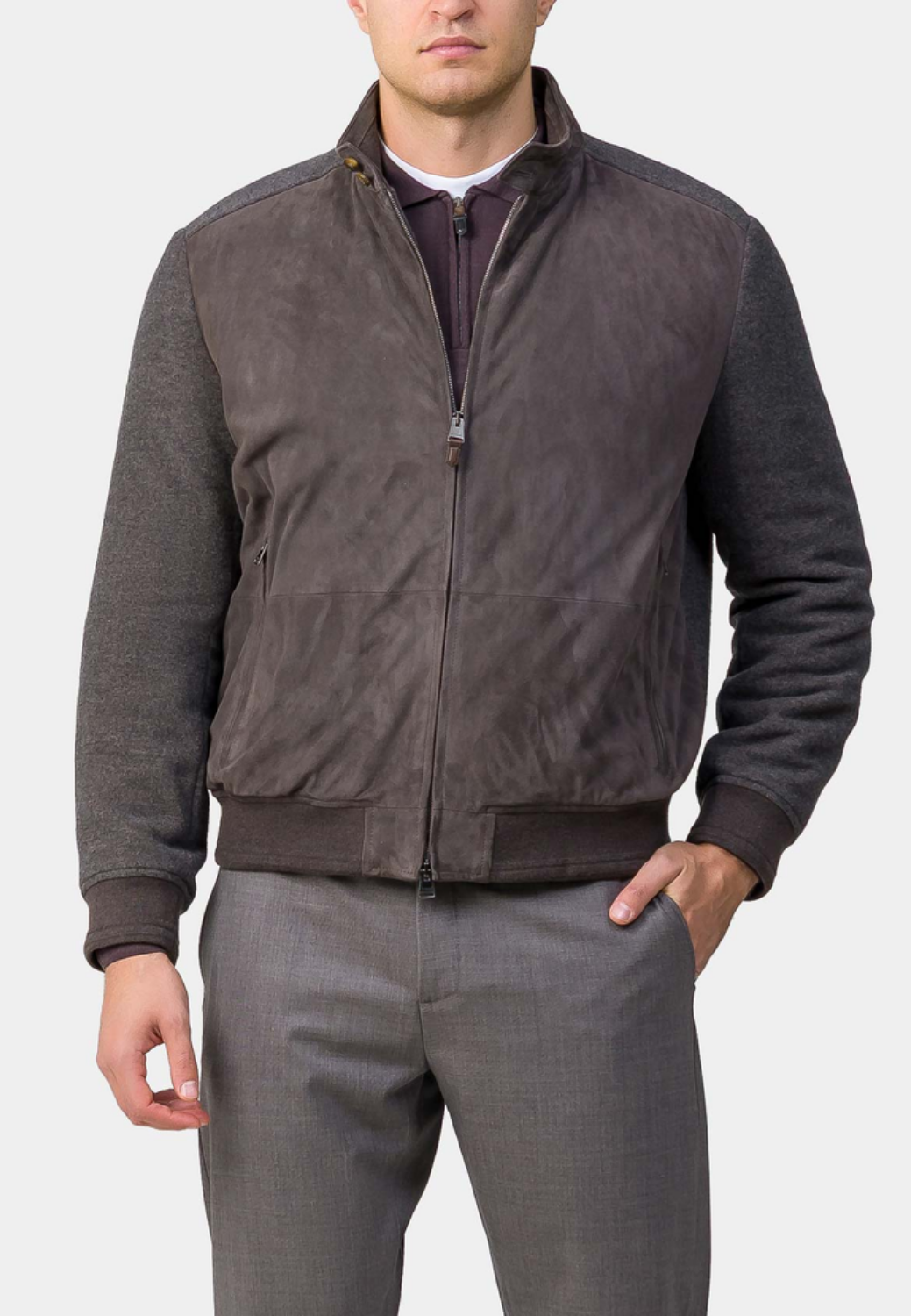 Jacket with Suede Inserts-52-1/REG-CANALI MILANO-Levy's Clothier