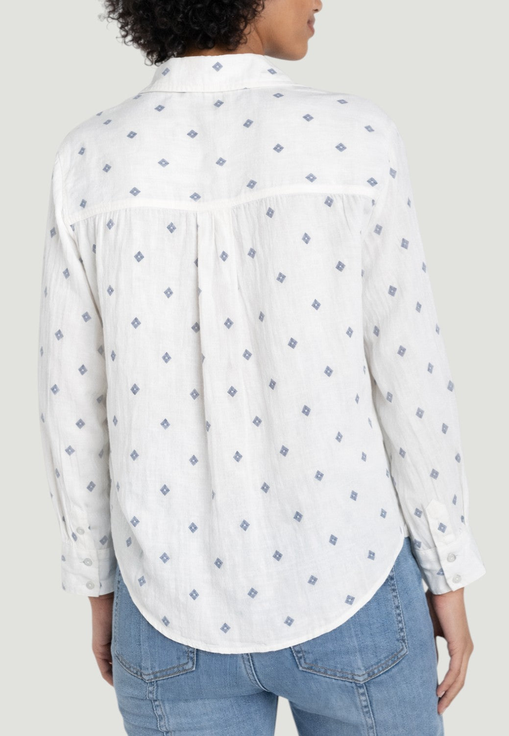 Long Sleeve Button Front Shirt with High Low Hem - Off White-XS-OFF WHITE-LIVERPOOL-Levy's Clothier