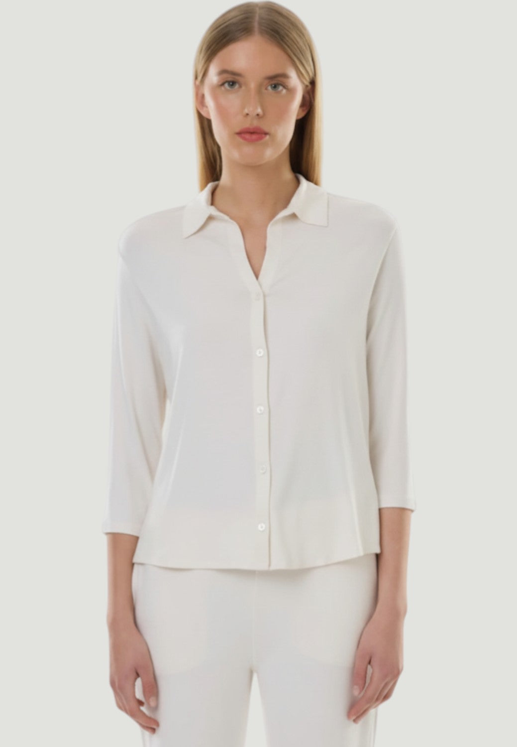 Soft Touch 3/4 Sleeve Semi Relaxed Shirt-XS-CREAM-MAJESTIC TEES-Levy's Clothier