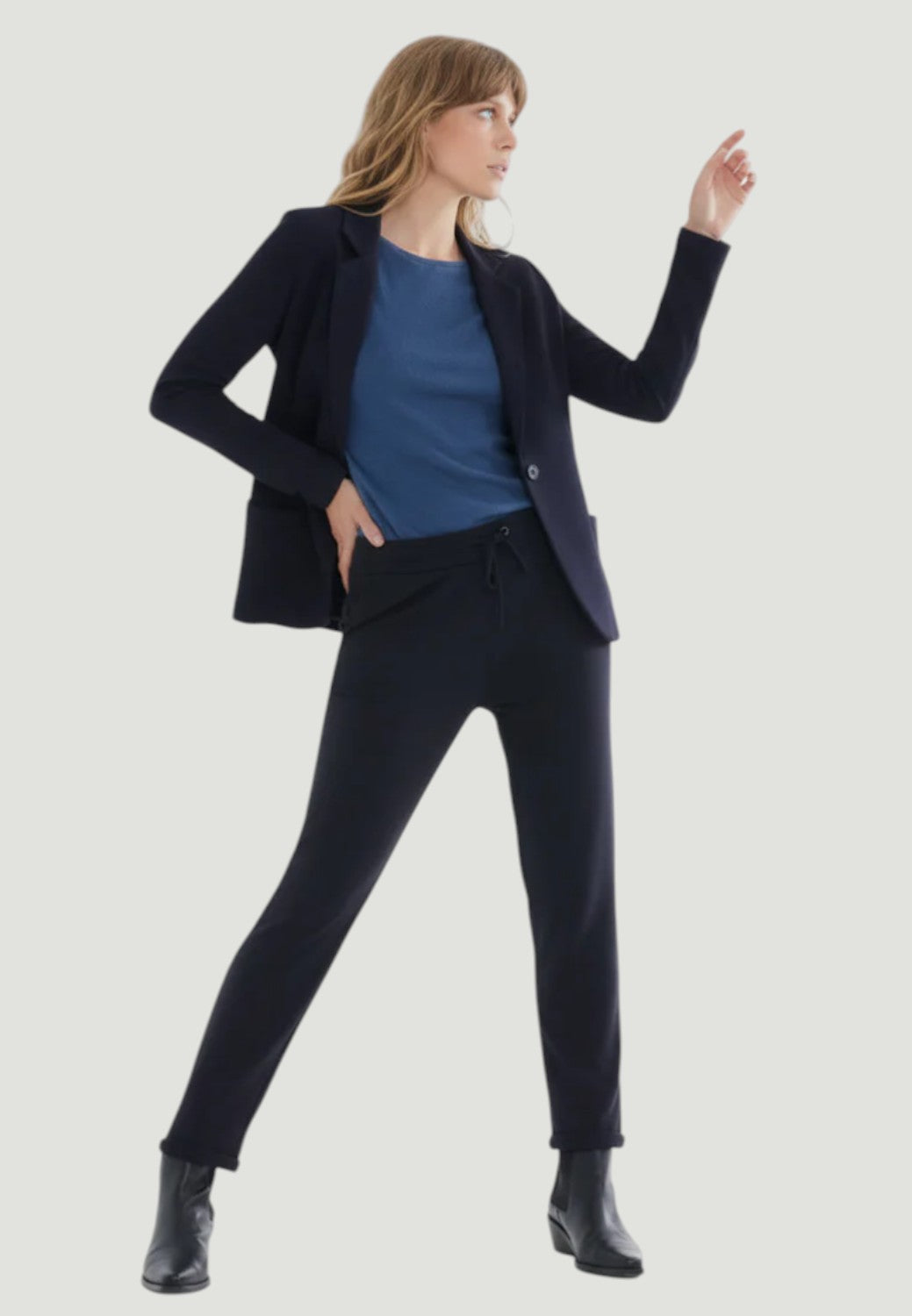 French Terry Looped Interior One Button Blazer - Marine-XS-MARINE-MAJESTIC TEES-Levy's Clothier