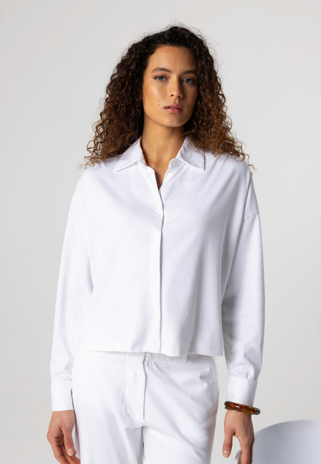 Long Sleeve Supima Cotton Collared Shirt - White-XS-MAJESTIC TEES-Levy's Clothier