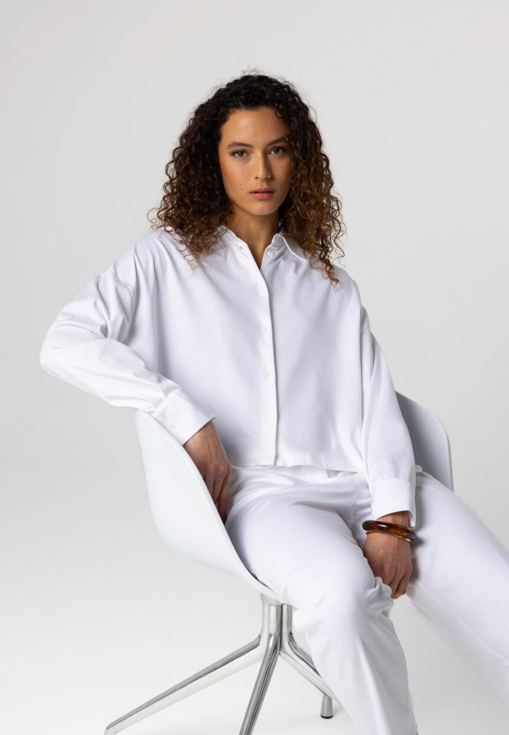 Long Sleeve Supima Cotton Collared Shirt - White-XS-MAJESTIC TEES-Levy's Clothier