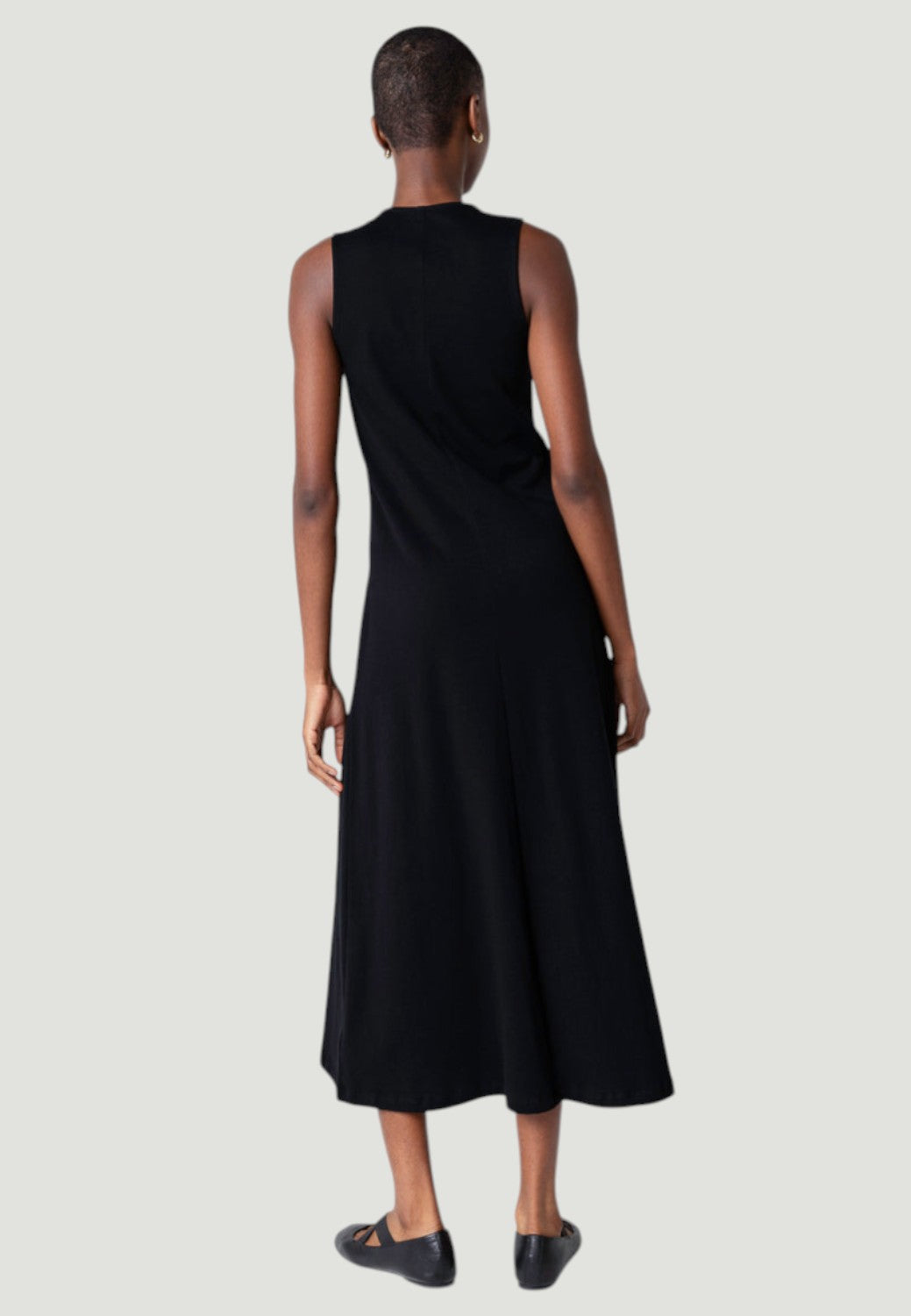 Sleeveless V-Neck Supima Cotton Dress - Noir-XS-NOIR-MAJESTIC TEES-Levy's Clothier