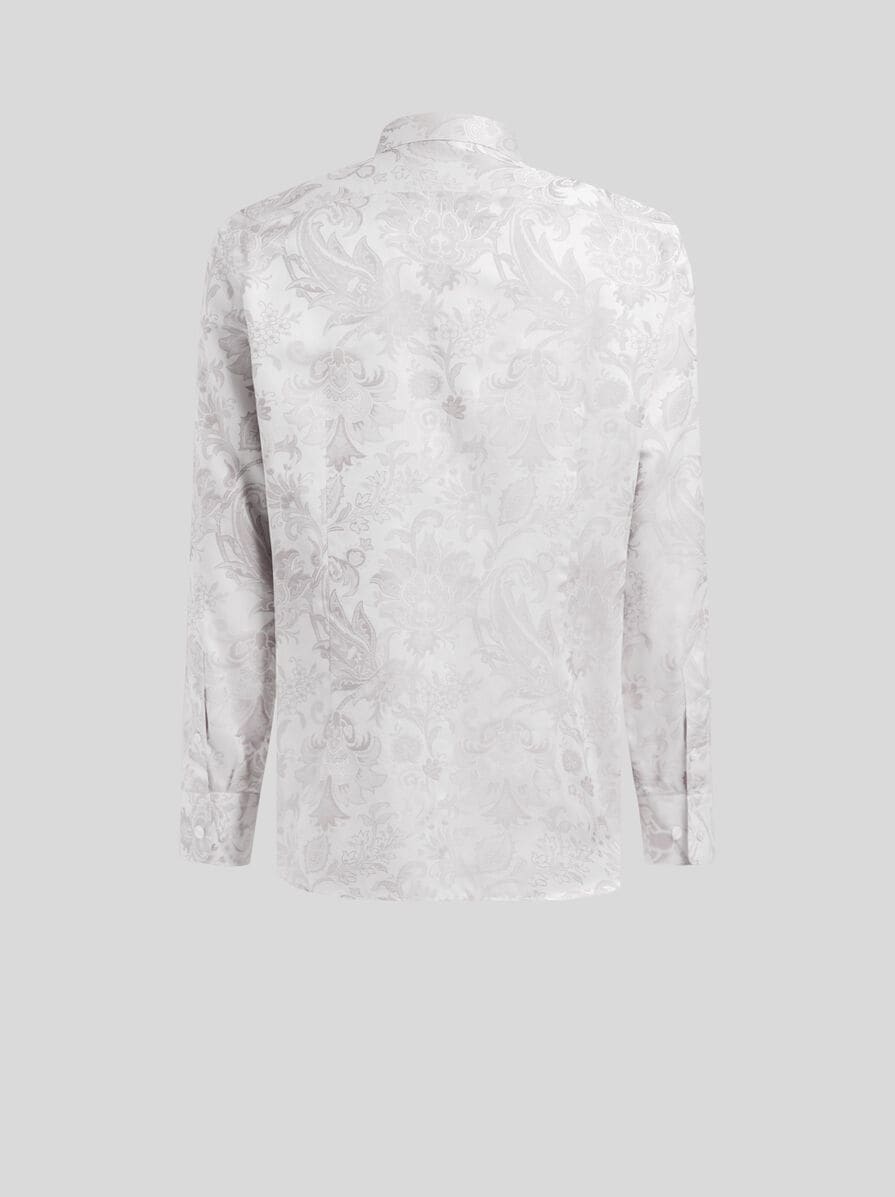 Cotton Jacquard Shirt in White-40-ETRO-Levy's Clothier