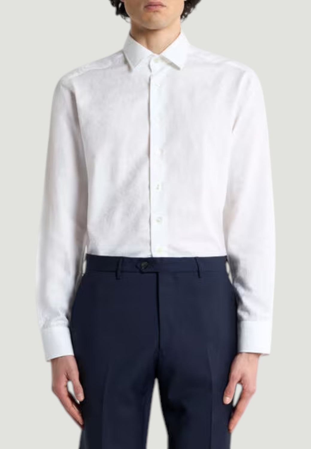 Cotton Jacquard Shirt with Paisley Foliage Motif - White-40-ETRO-Levy's Clothier